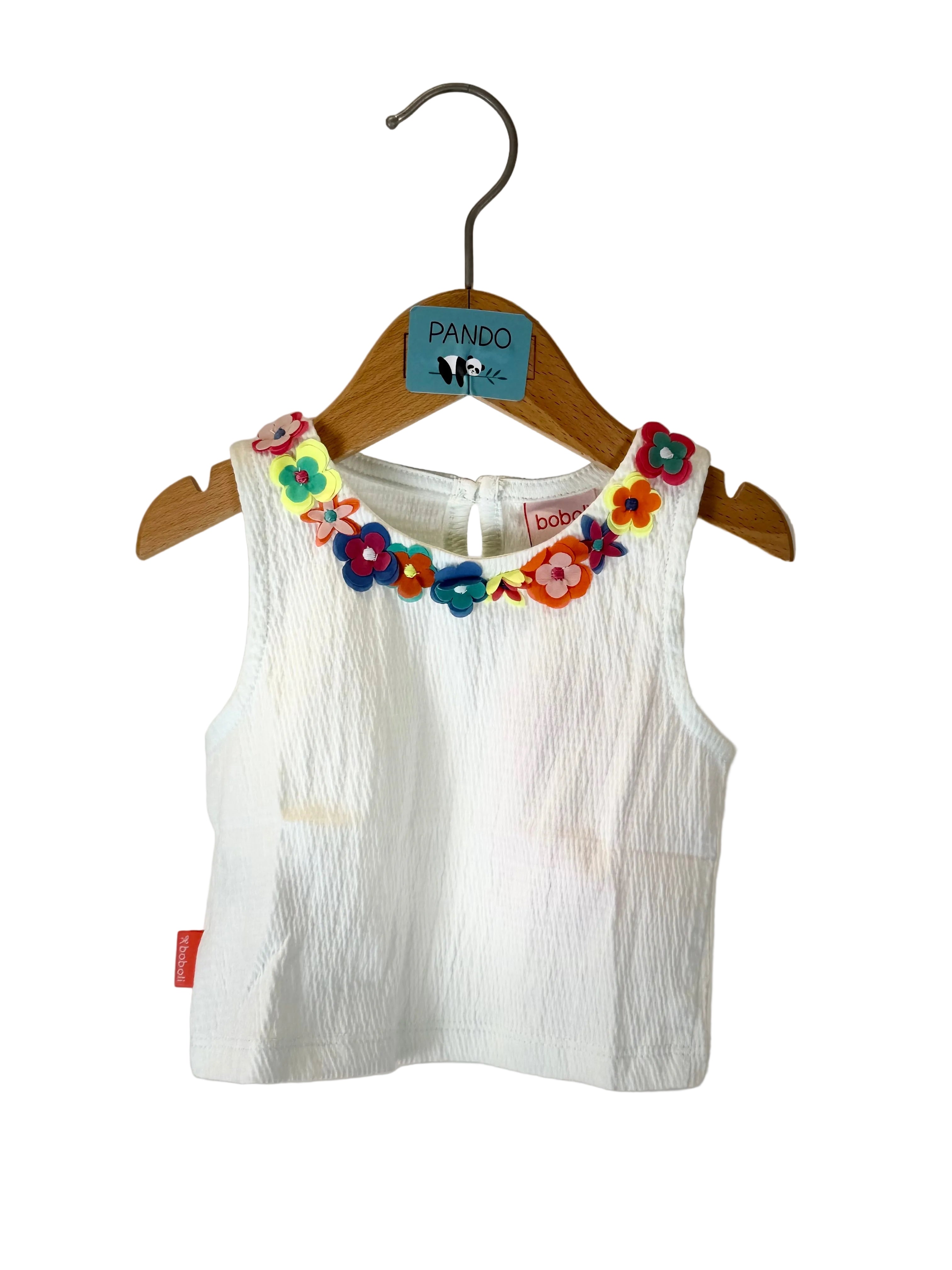 Top bambina bianco con fiori colorati Boboli