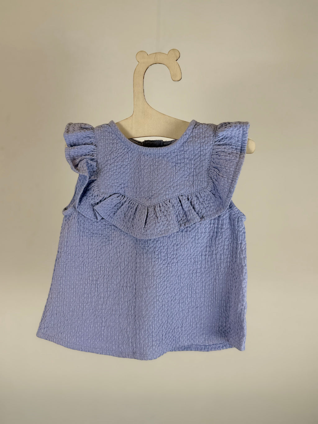 💙 Blusa neonata con volant azzurra