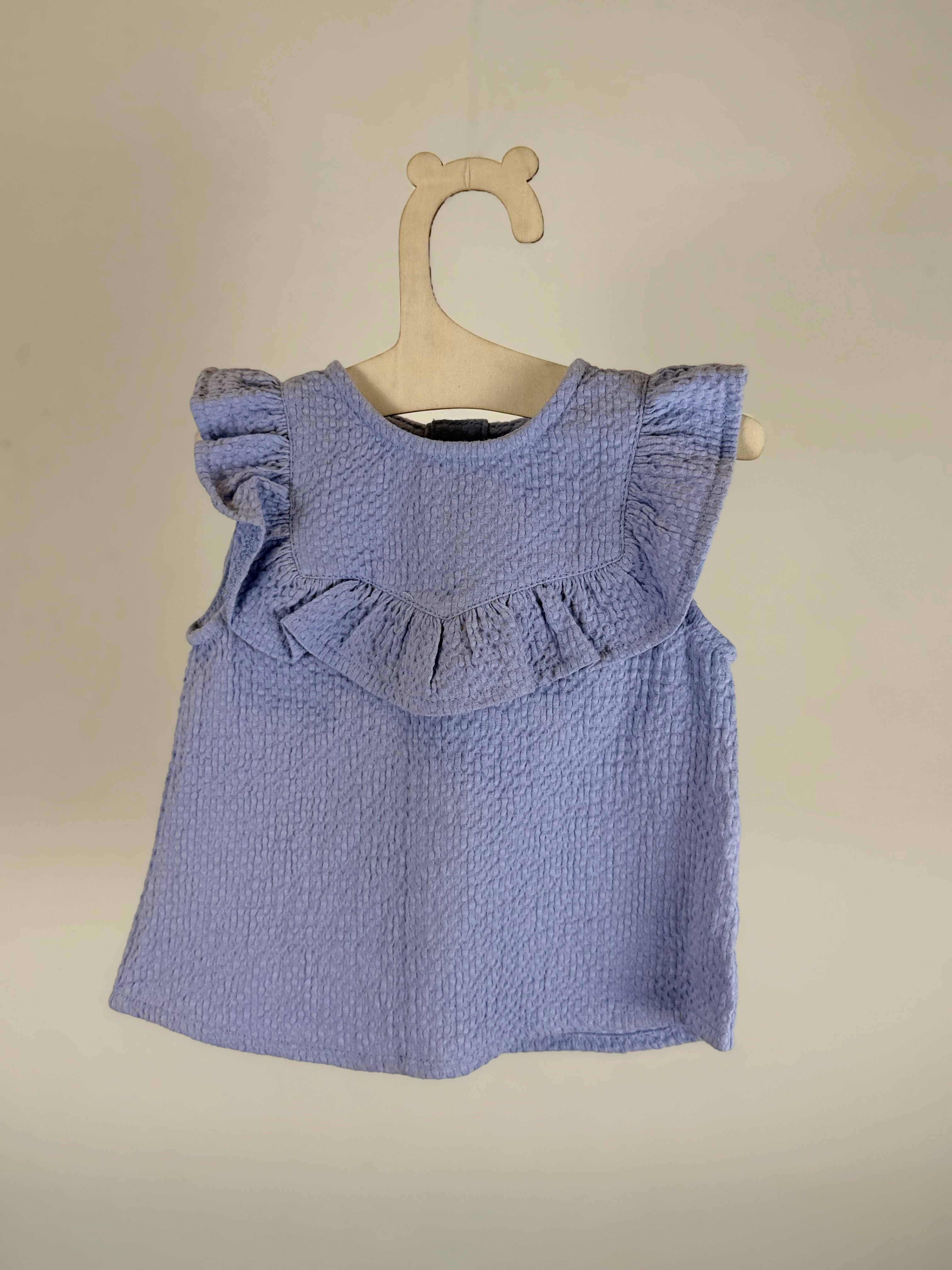 💙 Blusa neonata con volant azzurra