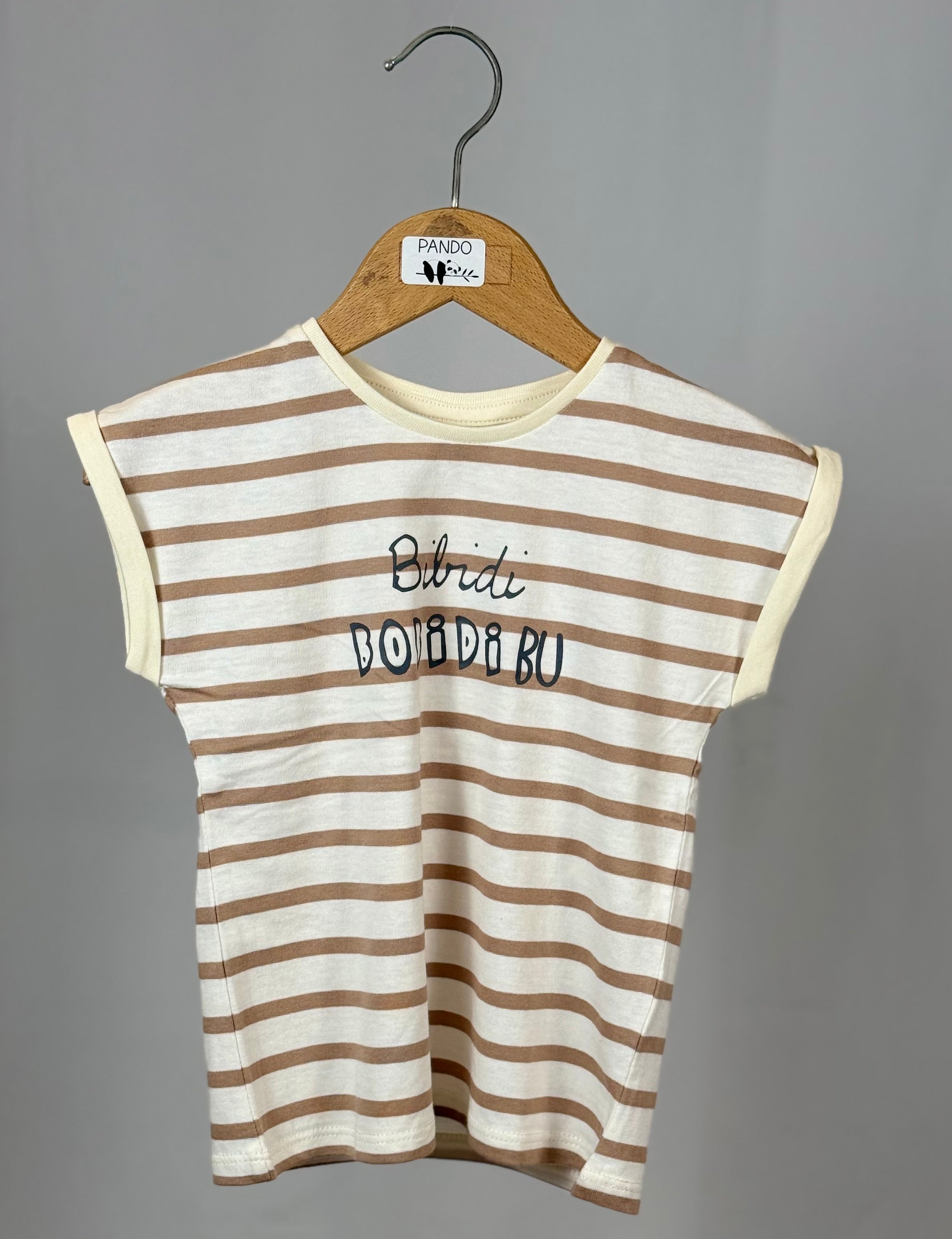 T-Shirt Bambina a Righe “Bobodibu” Manica Corta