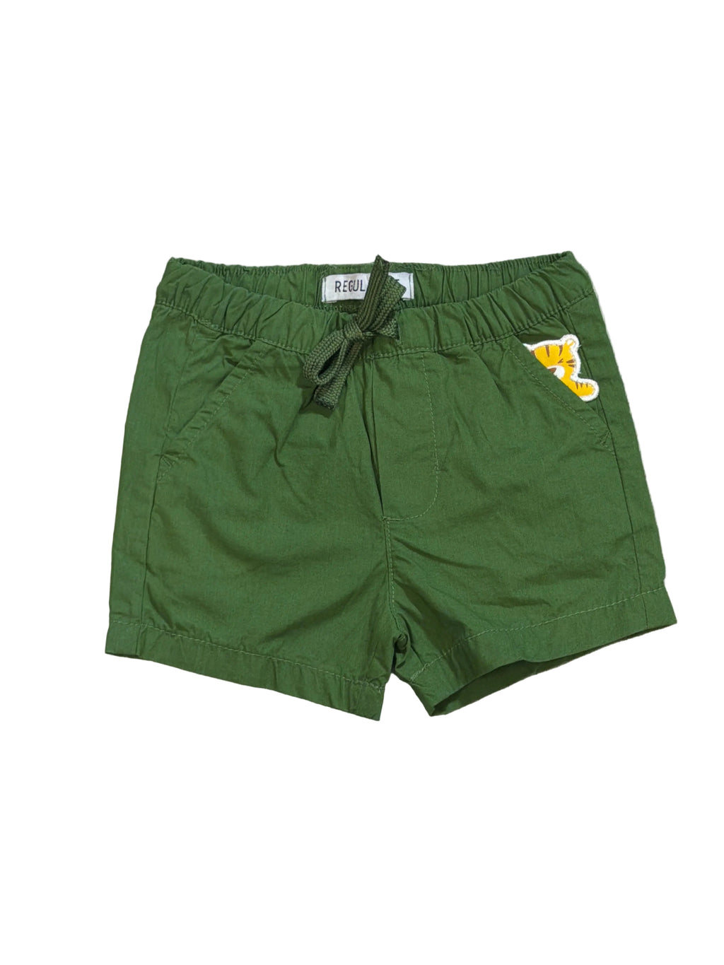 Shorts bambino verde con elastico e coulisse