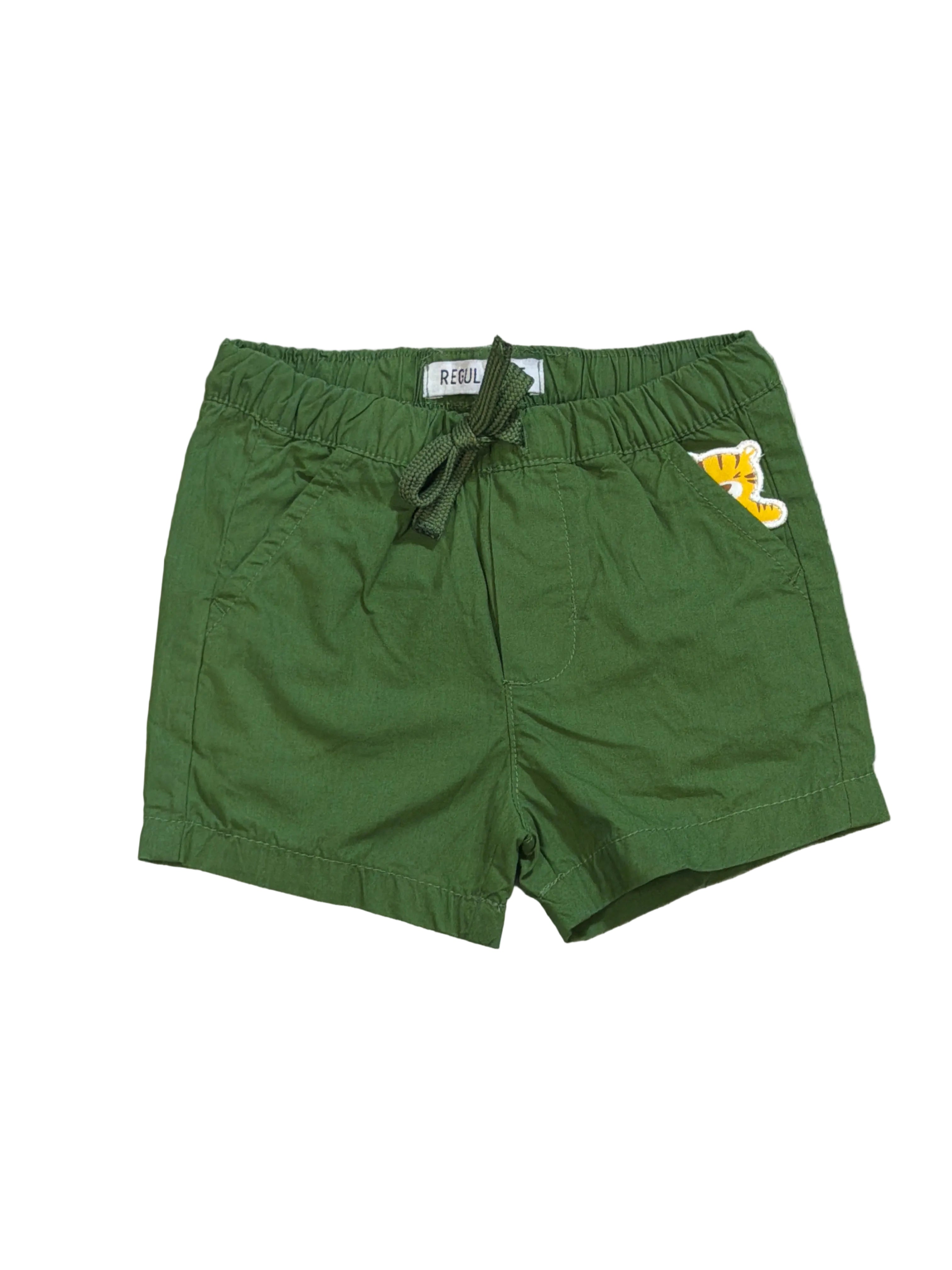 Shorts bambino verde con elastico e coulisse