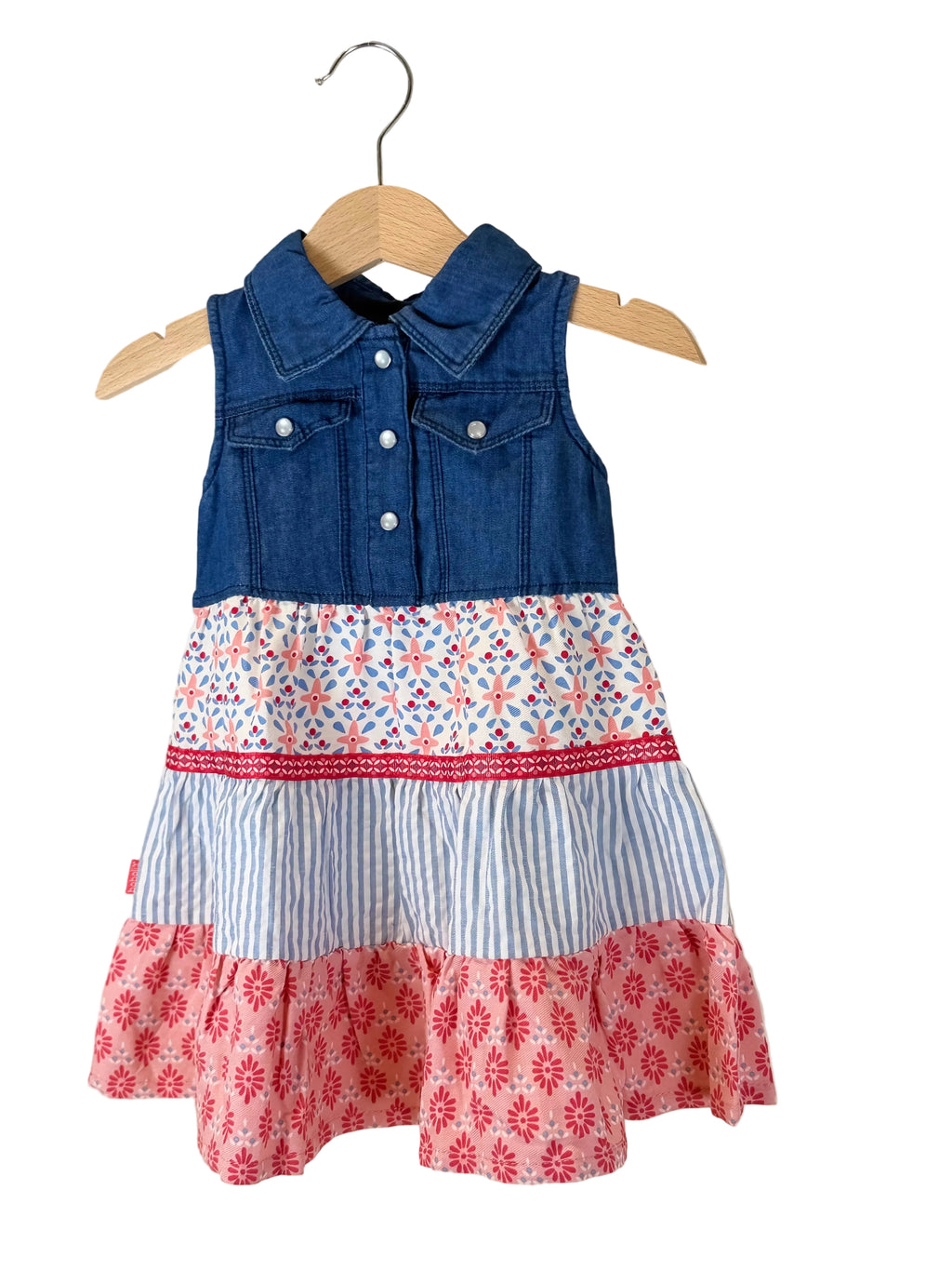 Vestito bambina denim e fantasia floreale Boboli