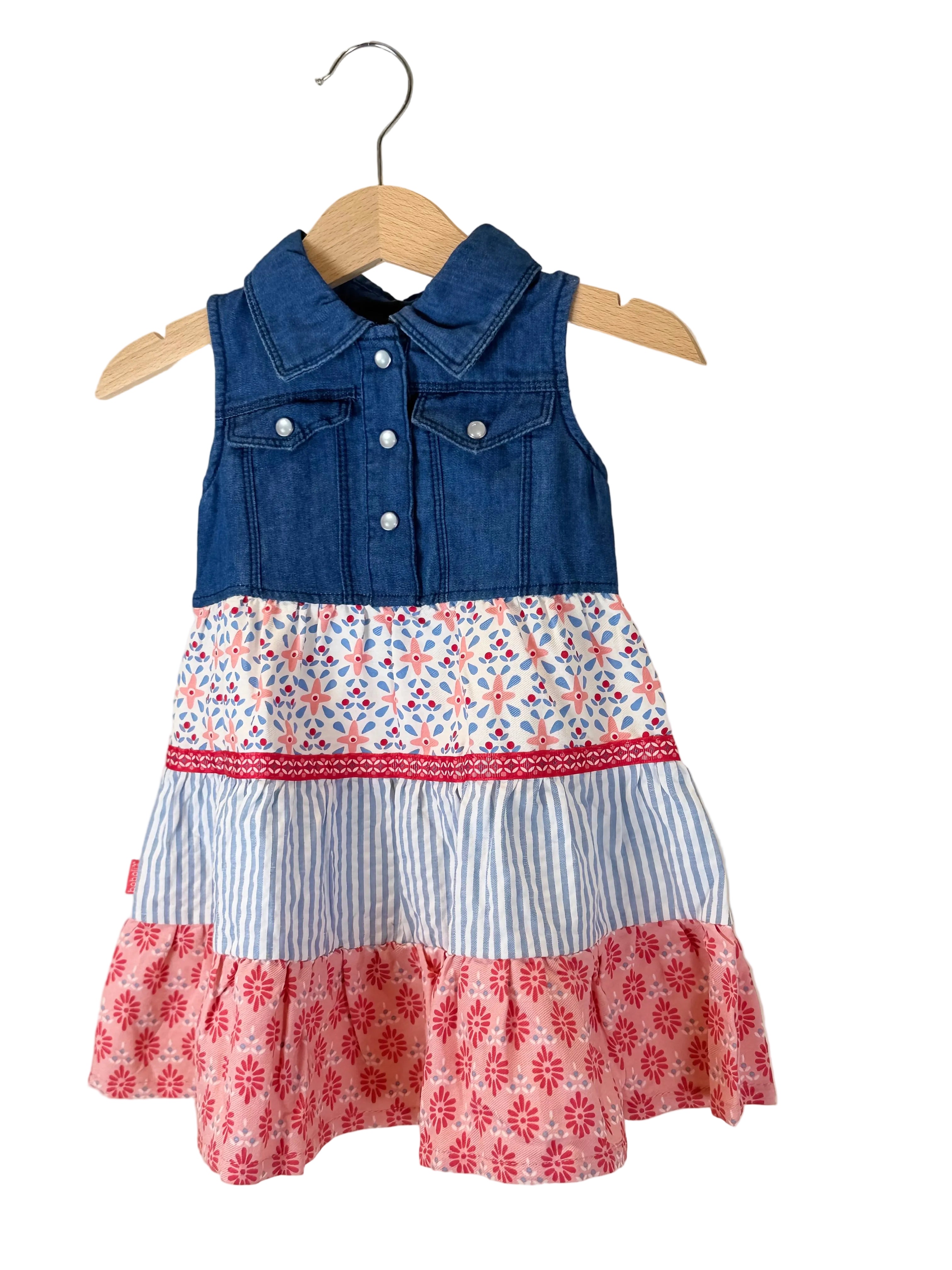 Vestito bambina denim e fantasia floreale Boboli