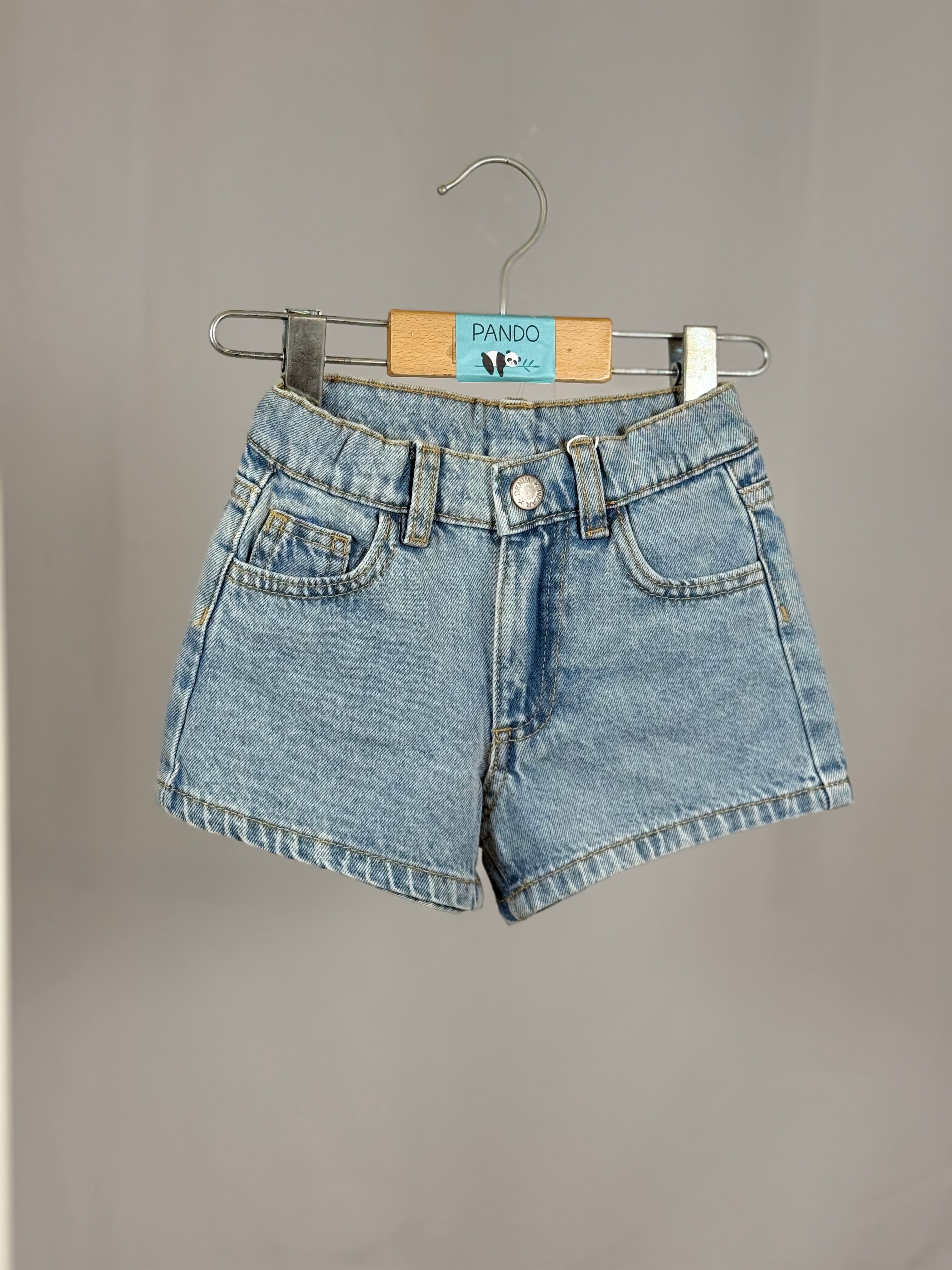 Shorts Baby in Denim Lavaggio Chiaro Modello Classico