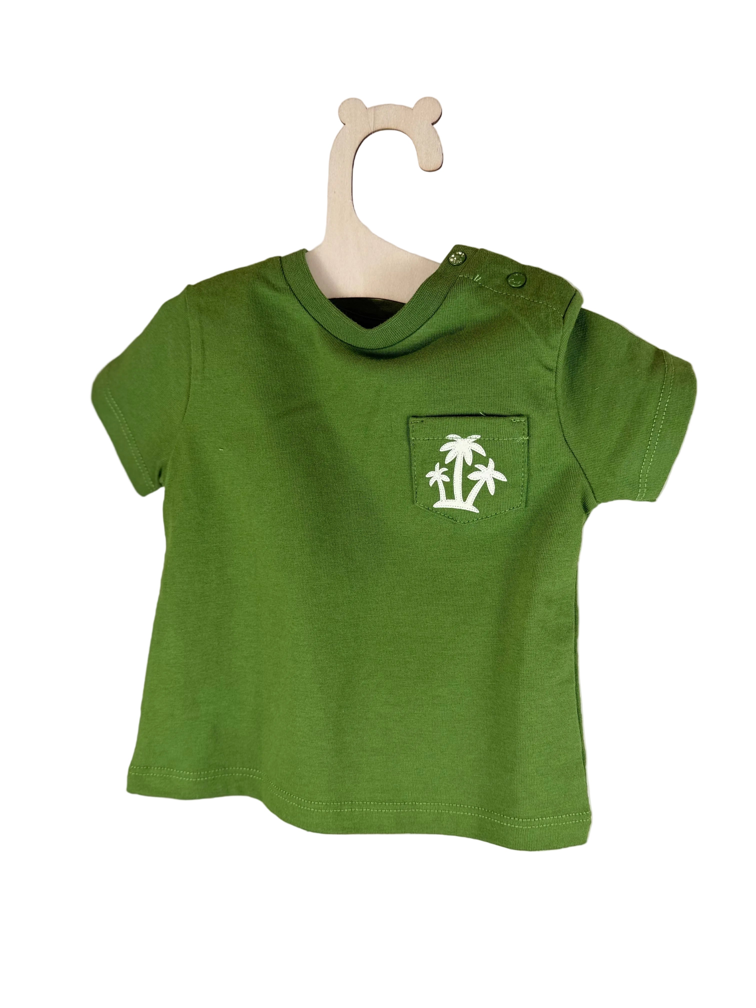 🌿 T-shirt neonato con taschina palmine