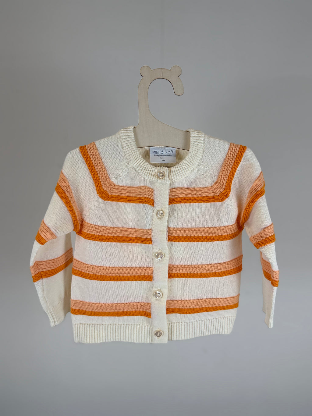 🍑 Cardigan neonata a righe colorate