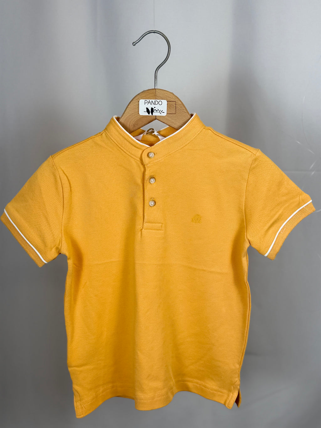 💛 Polo Bambino Gialla con Colletto Coreano