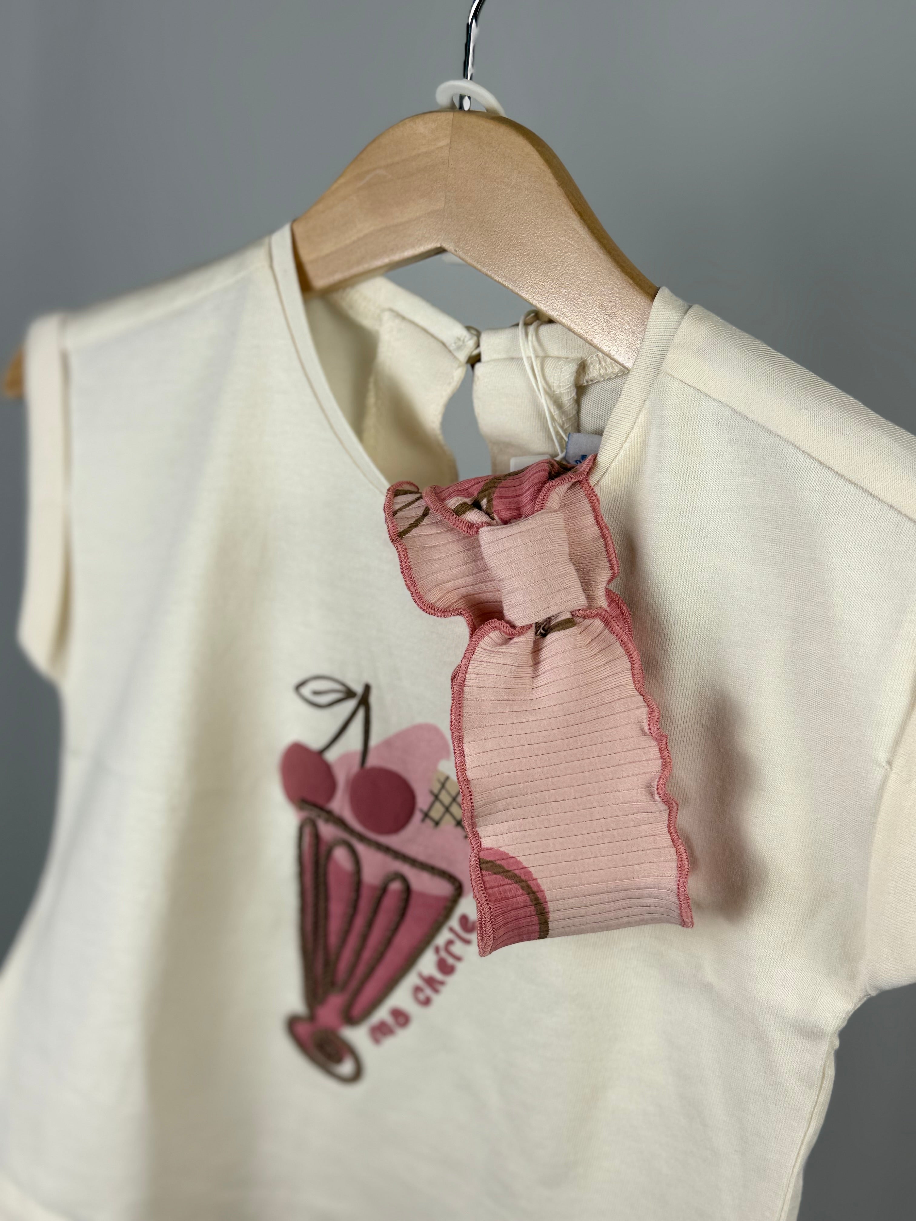 🍒 Completo Bambina Ciliegie 2 Pezzi – T-shirt + Leggings Rosa
