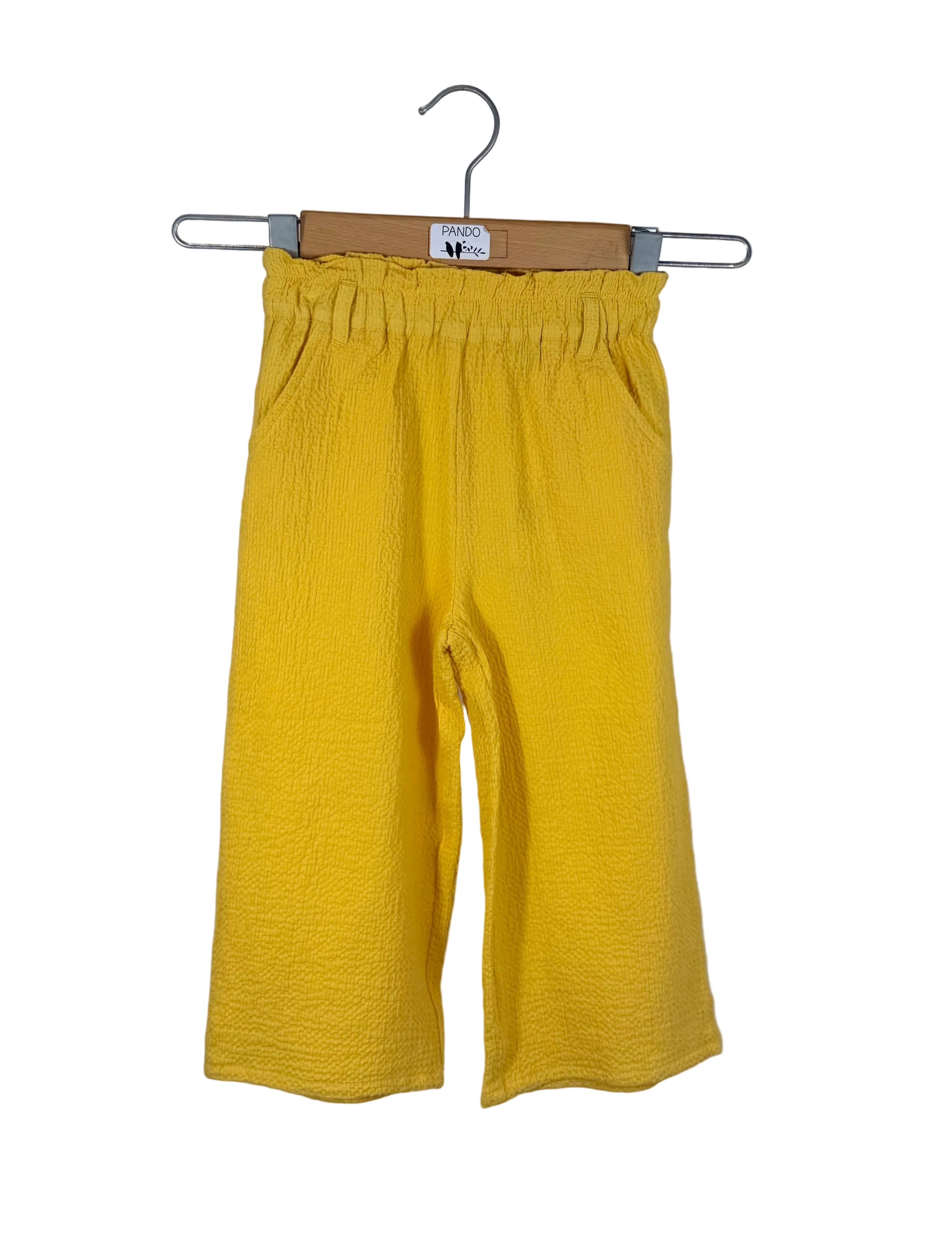 💛 Pantalone bambina giallo in tessuto leggero