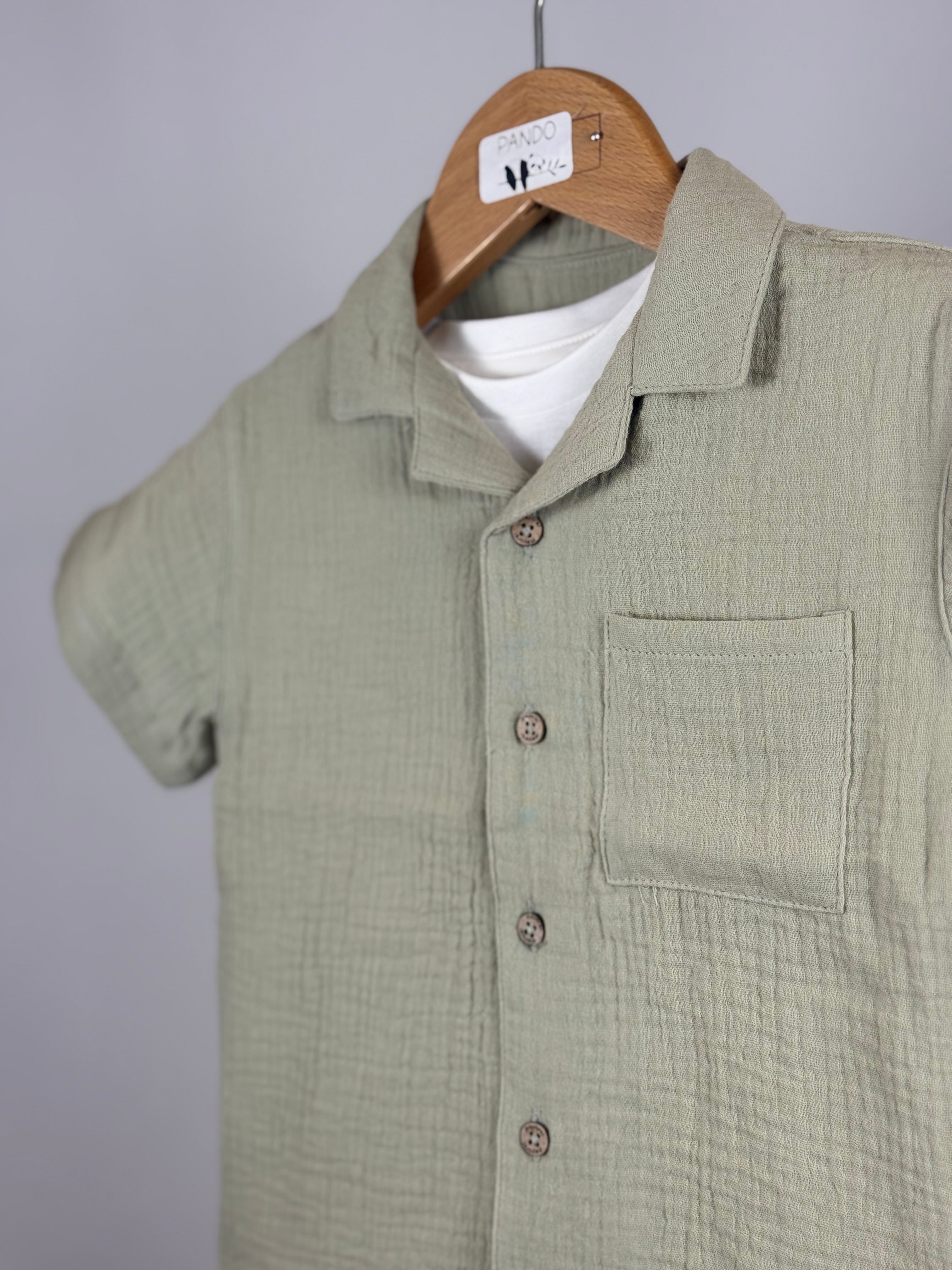 Camicia in Mussola Verde Salvia Bambino – Mayoral