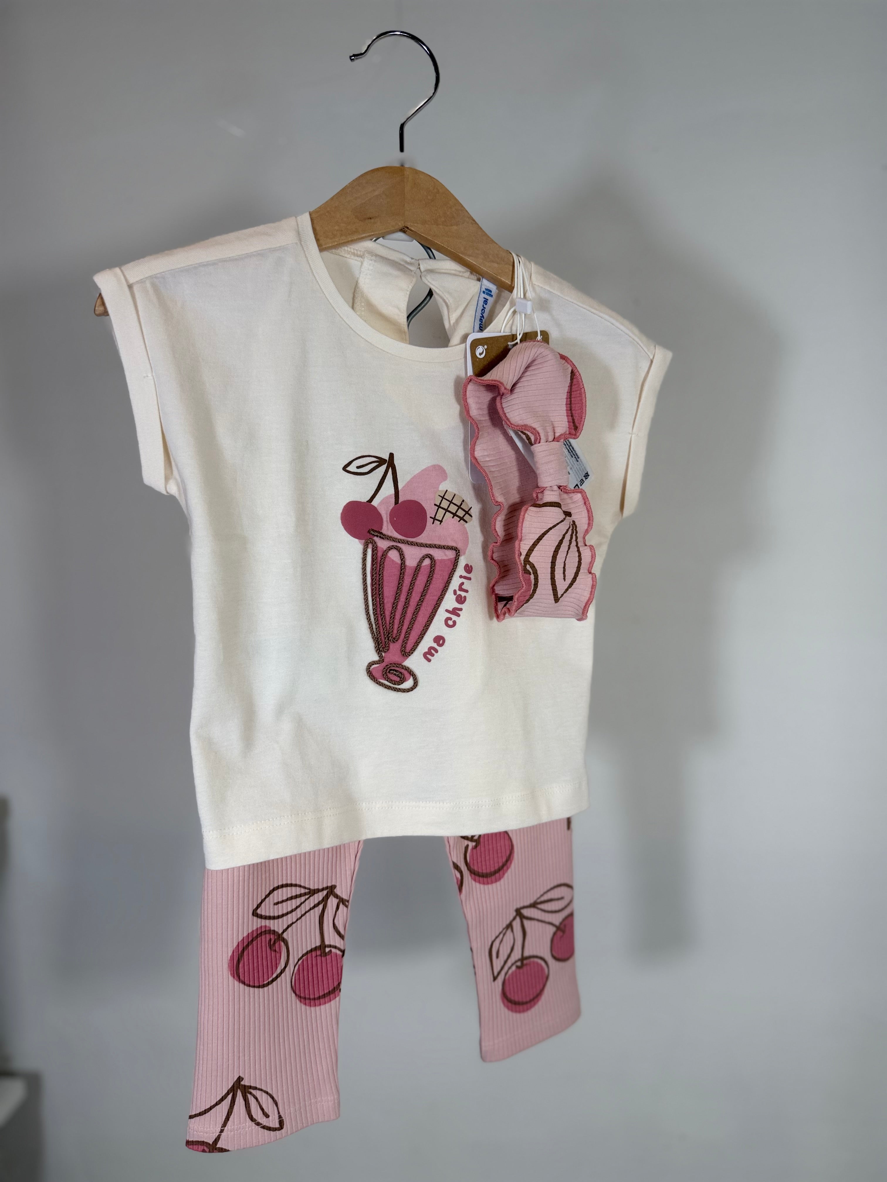 🍒 Completo bambina “Ma Chérie” con leggings e fascia