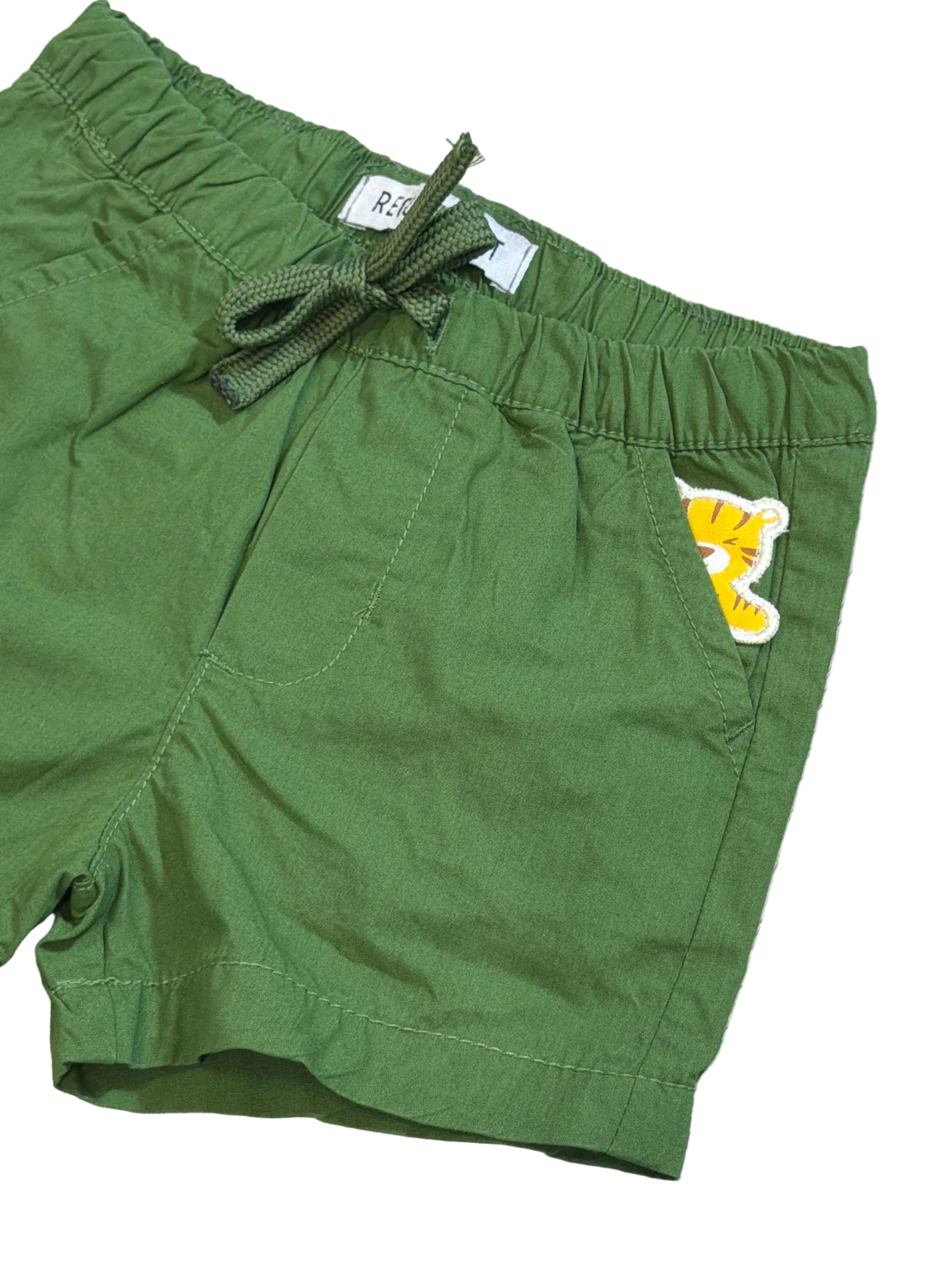 Shorts bambino verde con elastico e coulisse