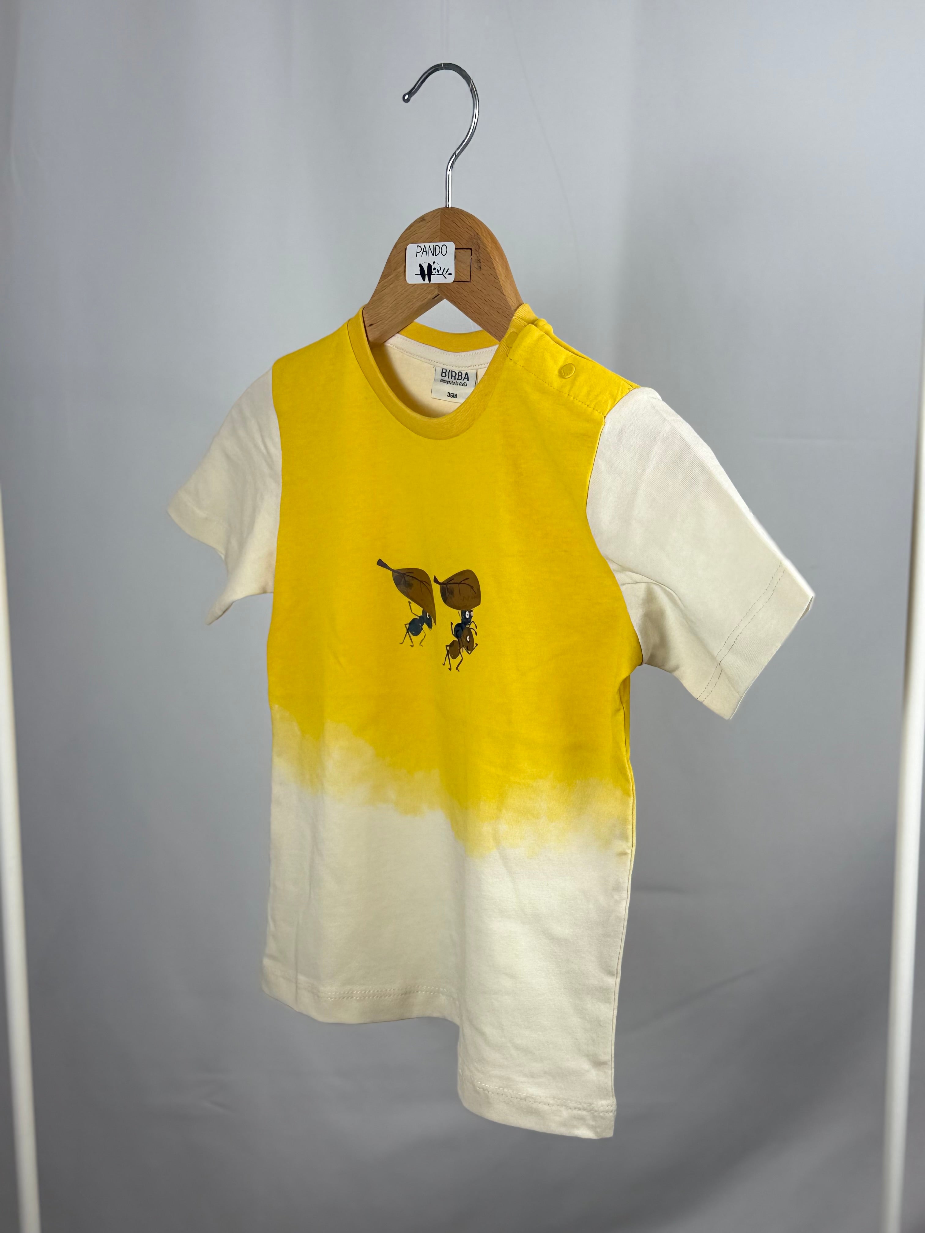 🐜☀️ T-shirt Bambino Giallo Dip Dye con Stampa Formiche – Birba Trybeyond