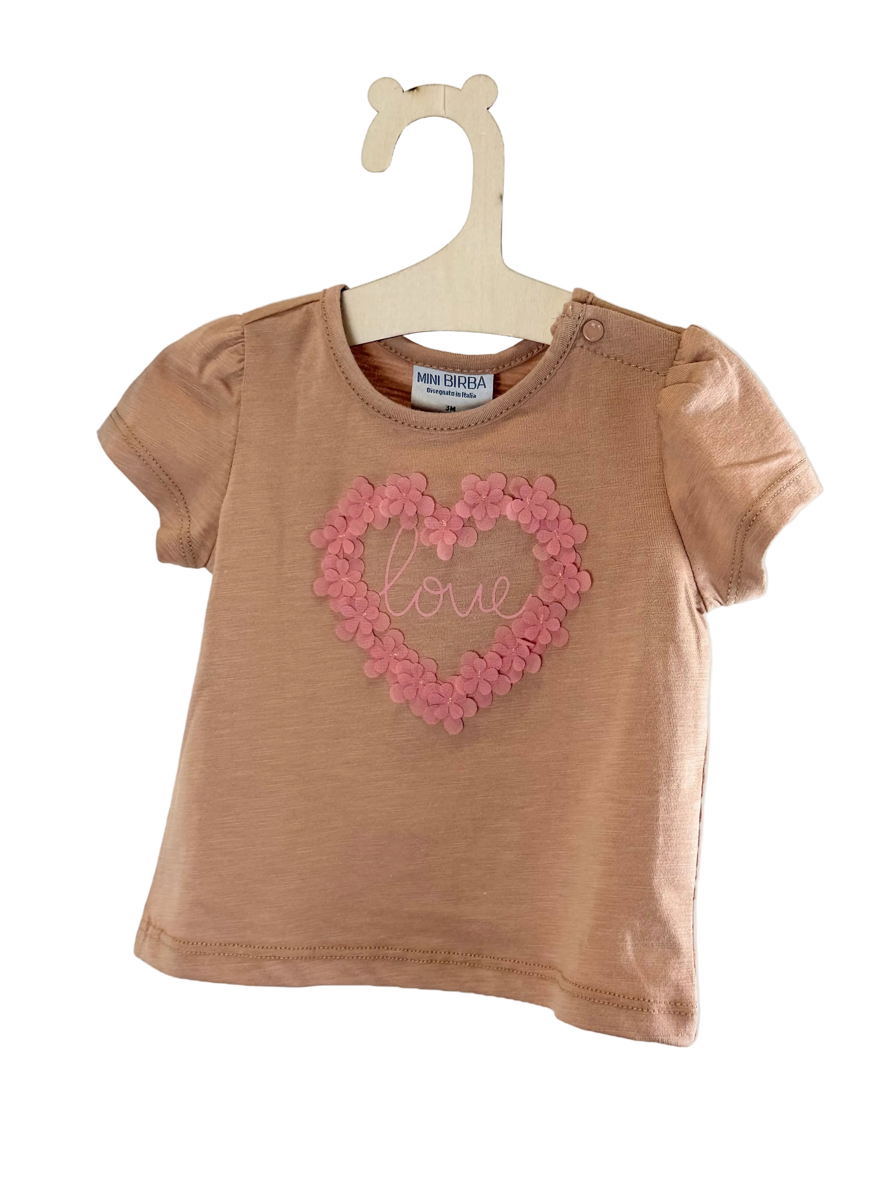 💗 T-shirt neonata con cuore floreale