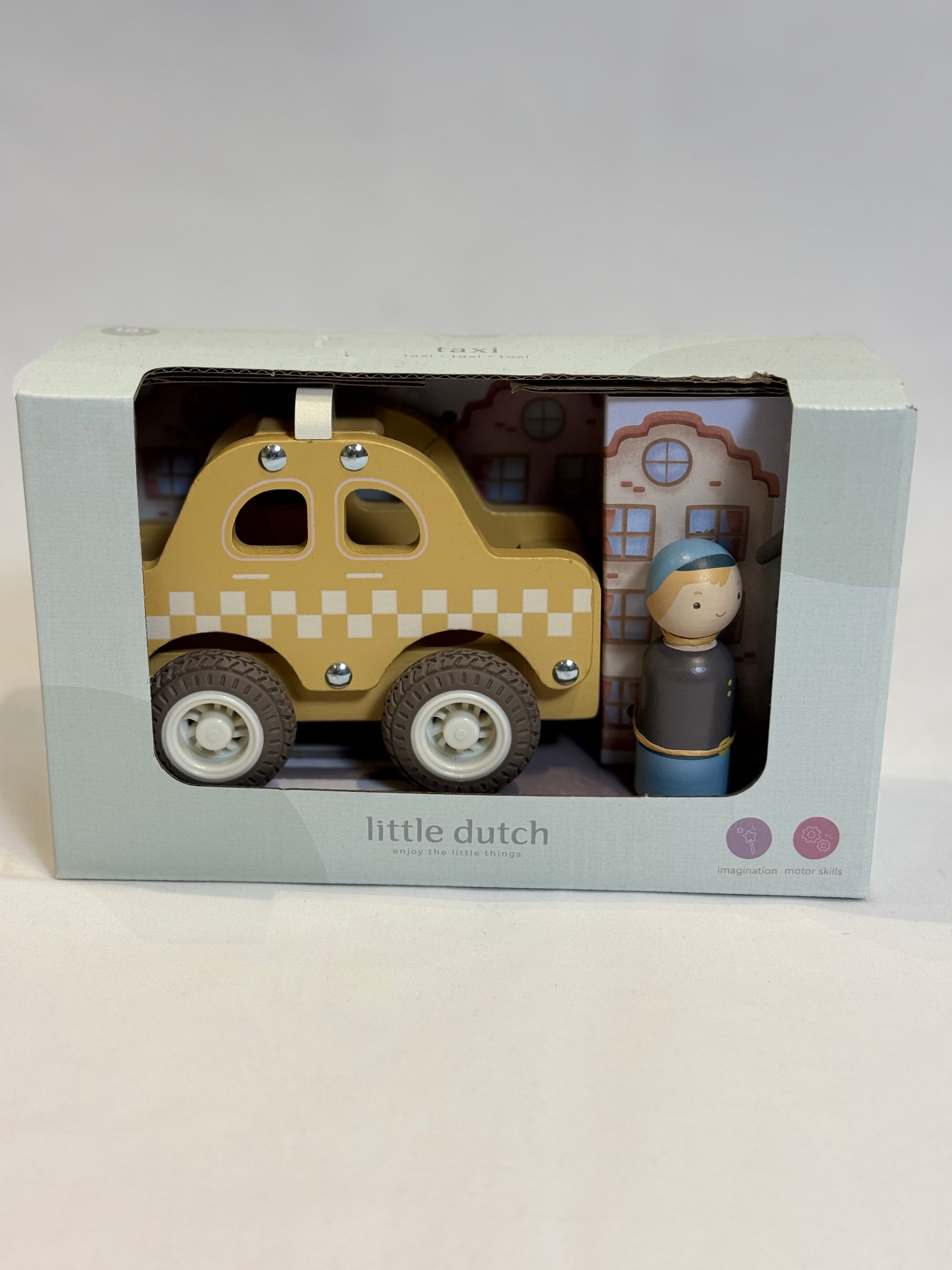 🚕 Taxi in Legno con Personaggio – Little Dutch