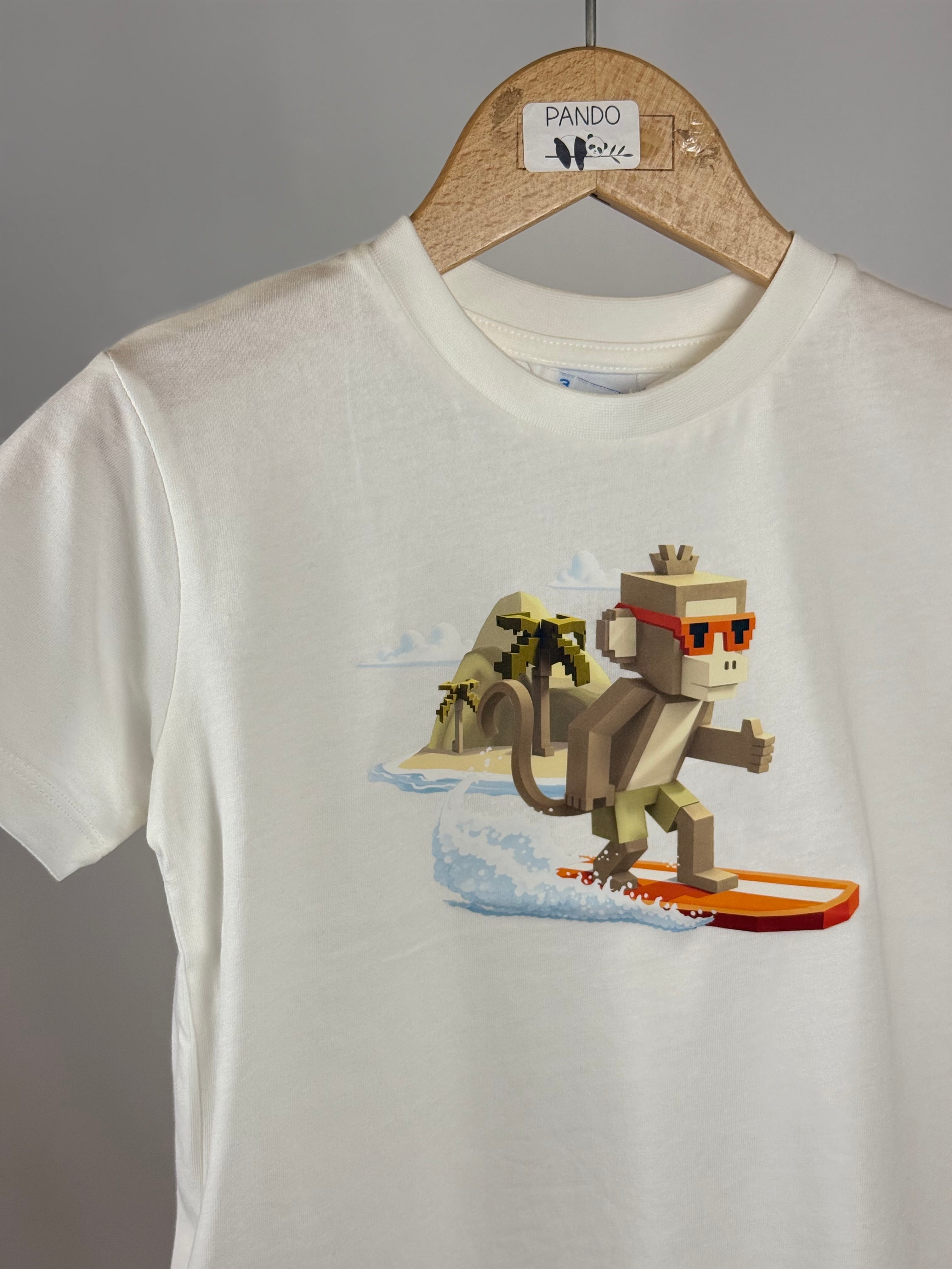 T-shirt in Cotone Stampa Scimmietta Surf Mayoral