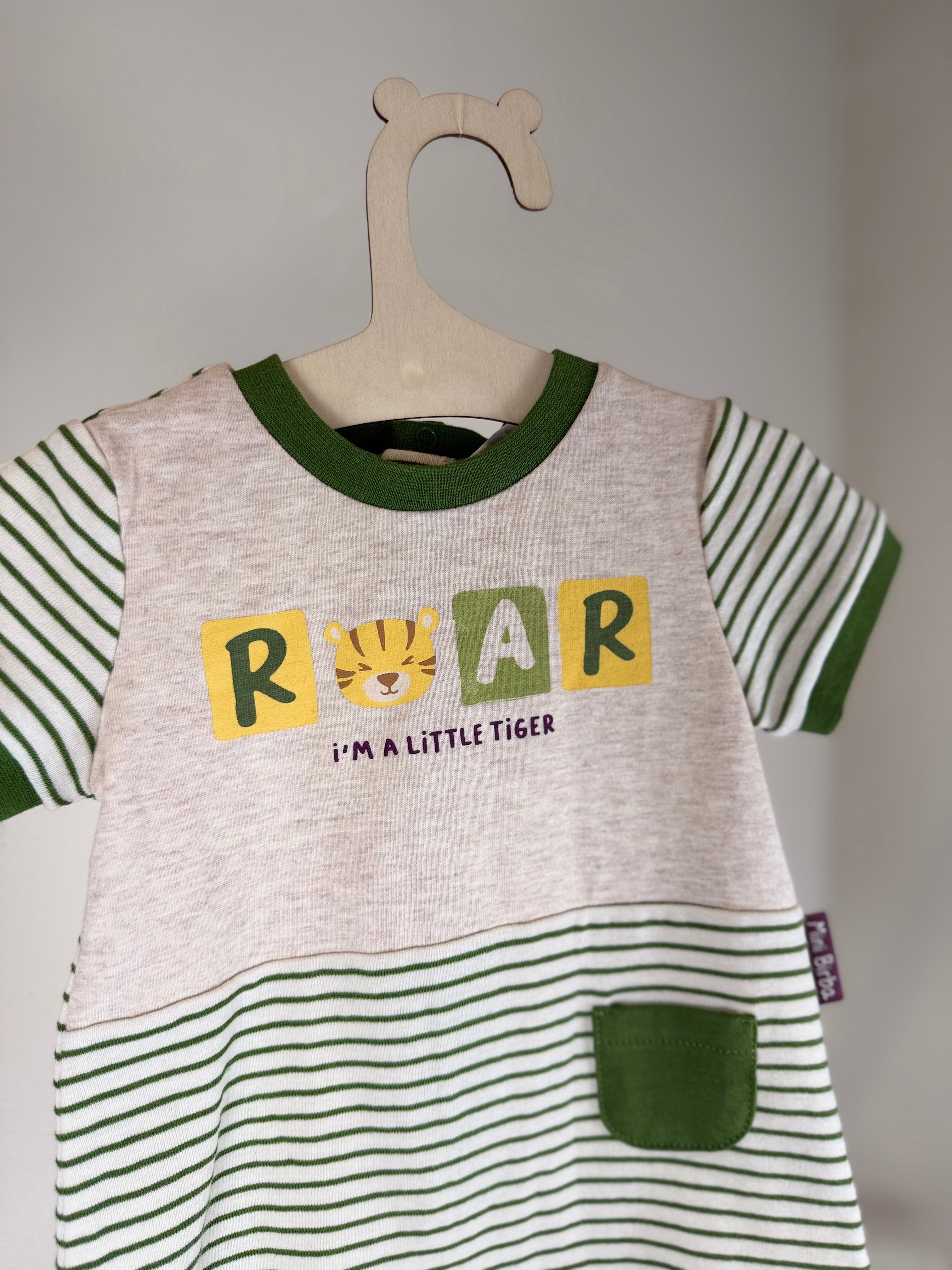 🐯 Pagliaccetto neonato con stampa “Roar”