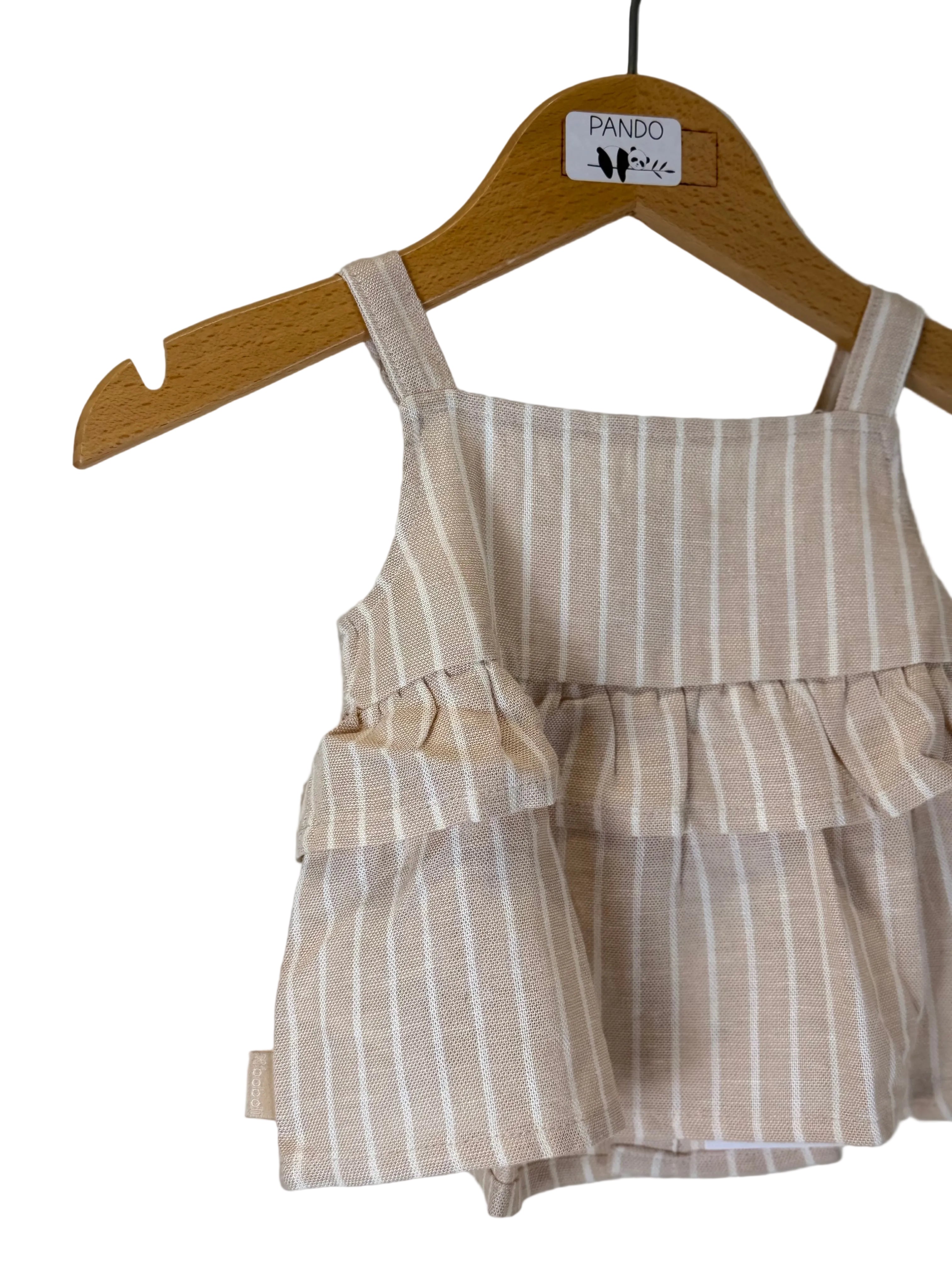 Top bambina a righe in lino