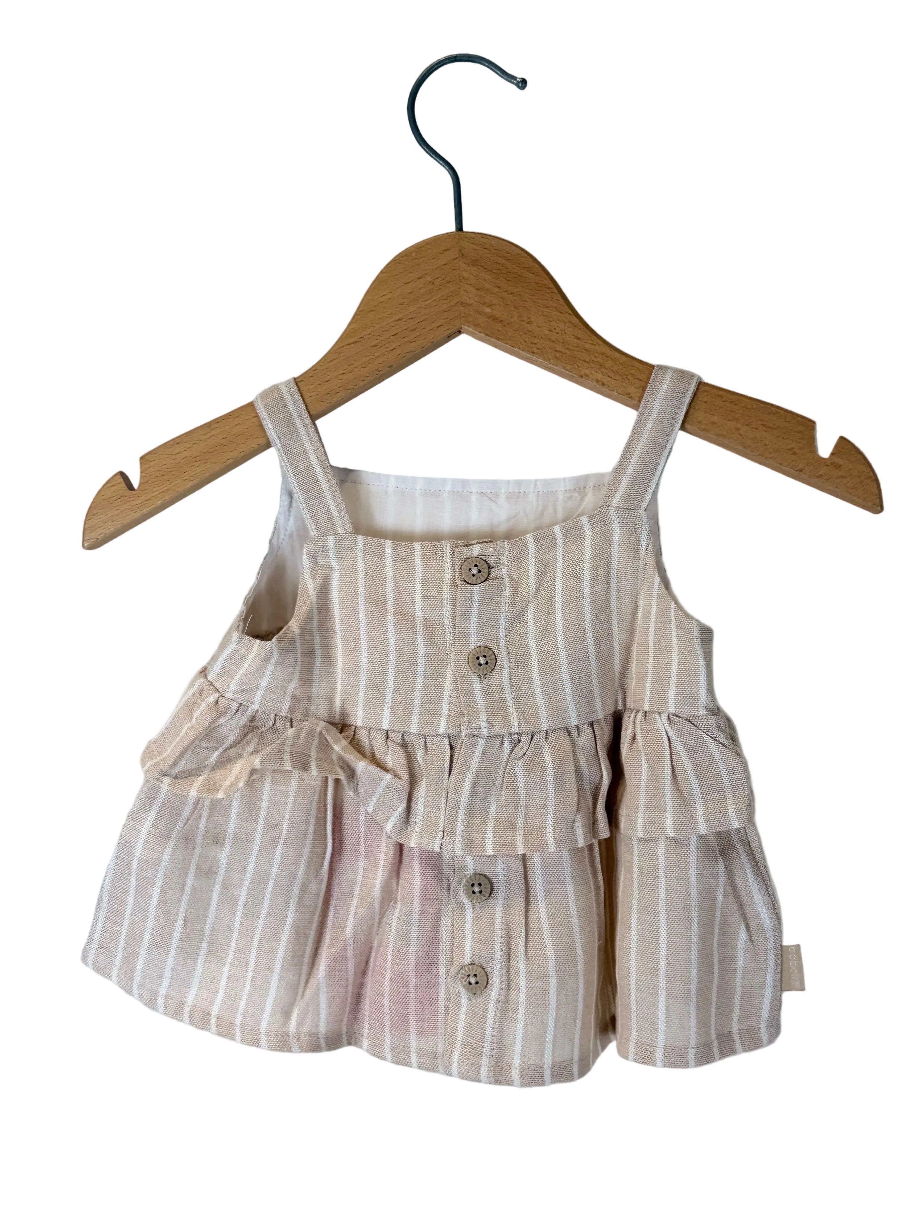 Top bambina a righe in lino