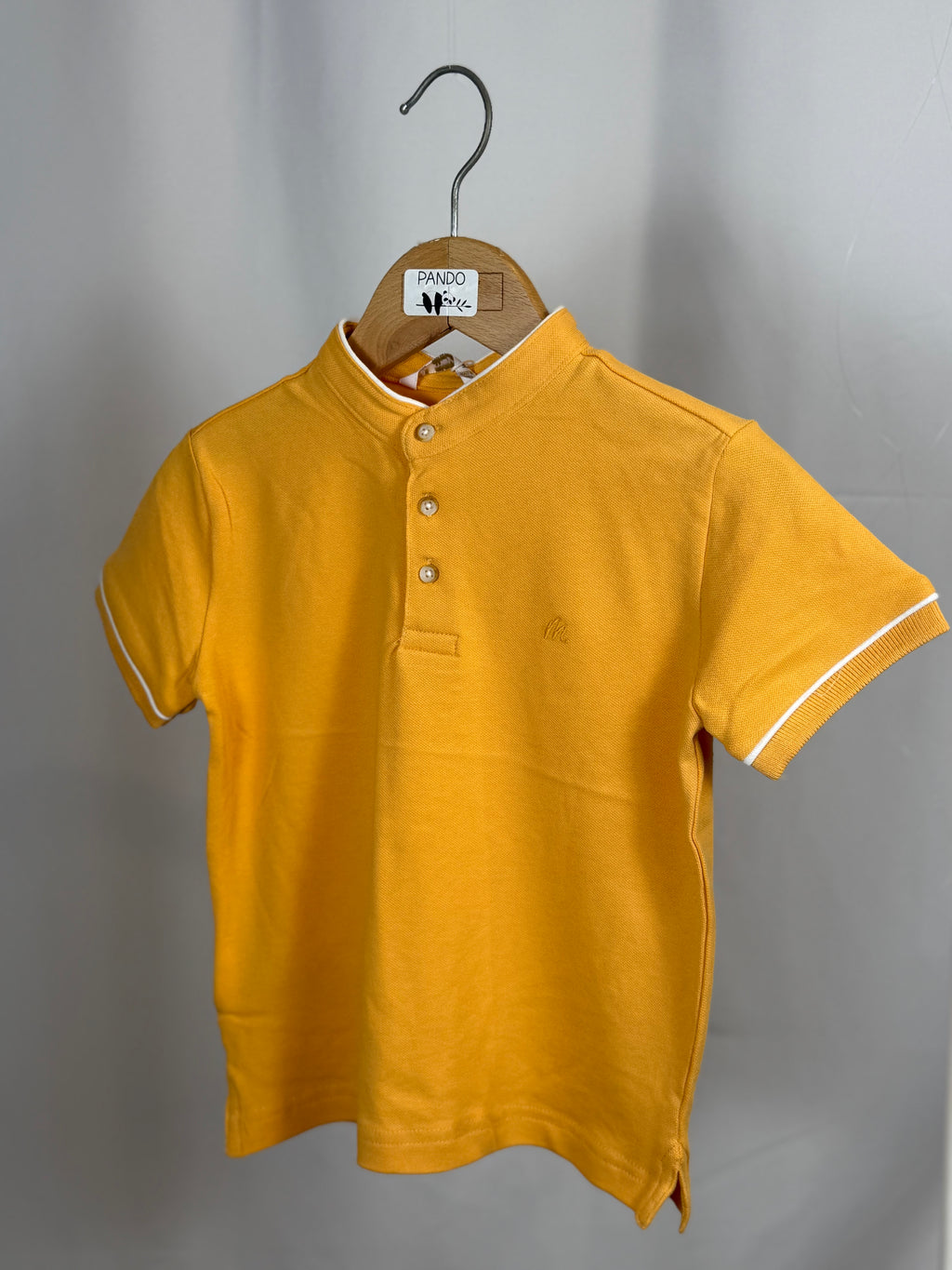 💛 Polo Bambino Gialla con Colletto Coreano