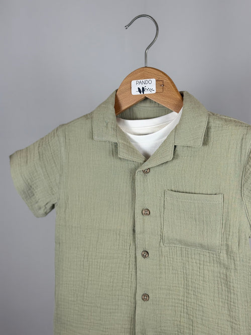 Camicia in Mussola Verde Salvia Bambino – Mayoral