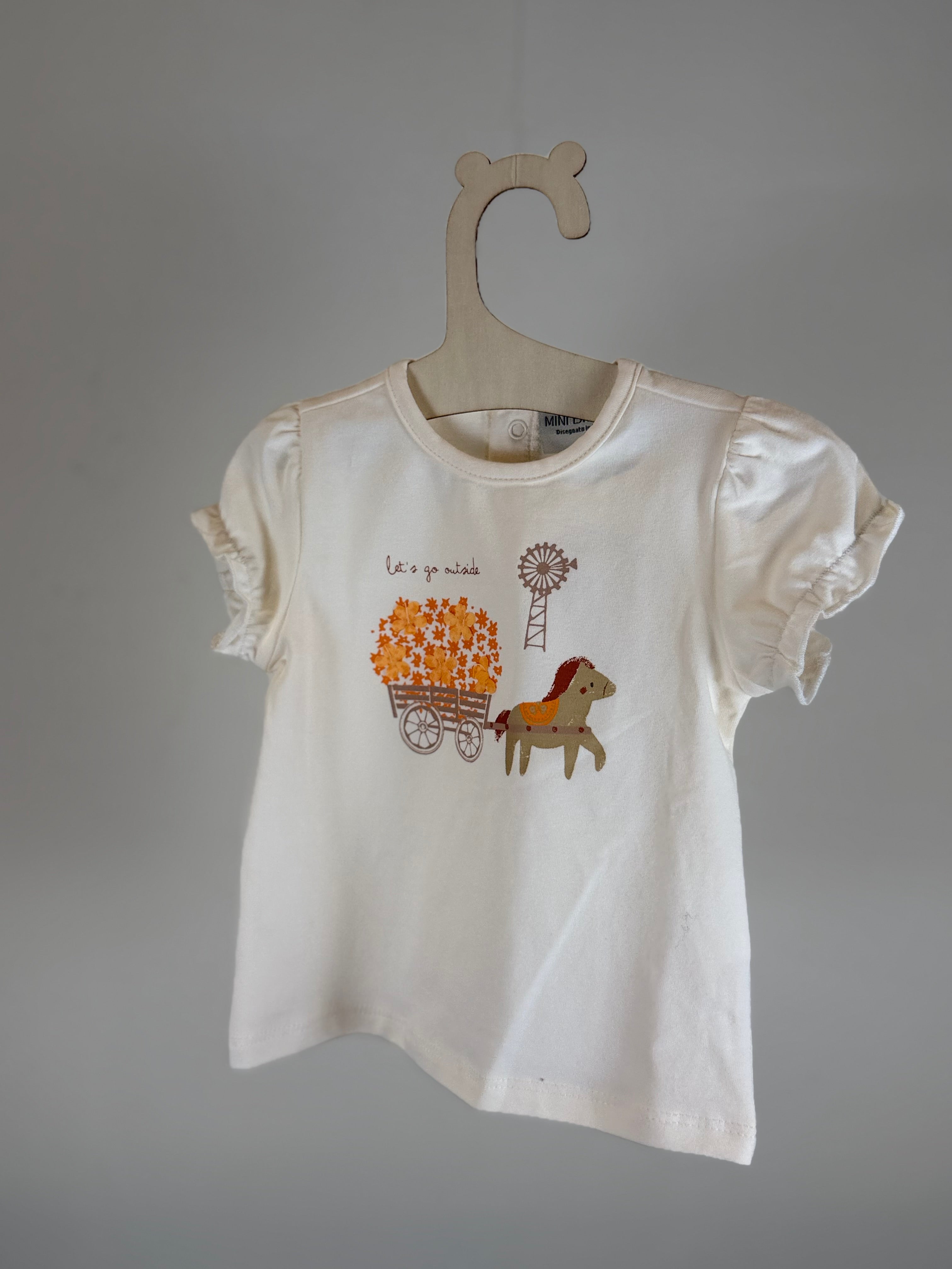 🌾 T-shirt neonata con stampa cavallino
