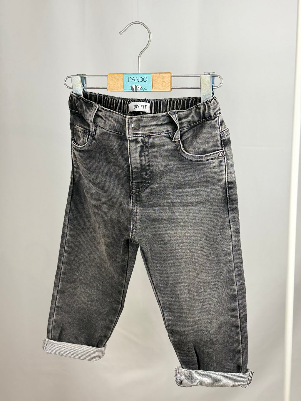 👖 Jeans Bambino Grigio Low Fit con Risvolto
