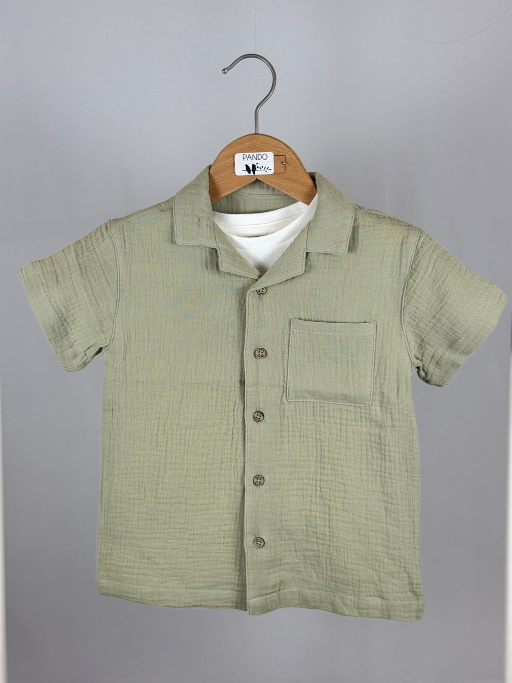 Camicia in Mussola Verde Salvia Bambino – Mayoral