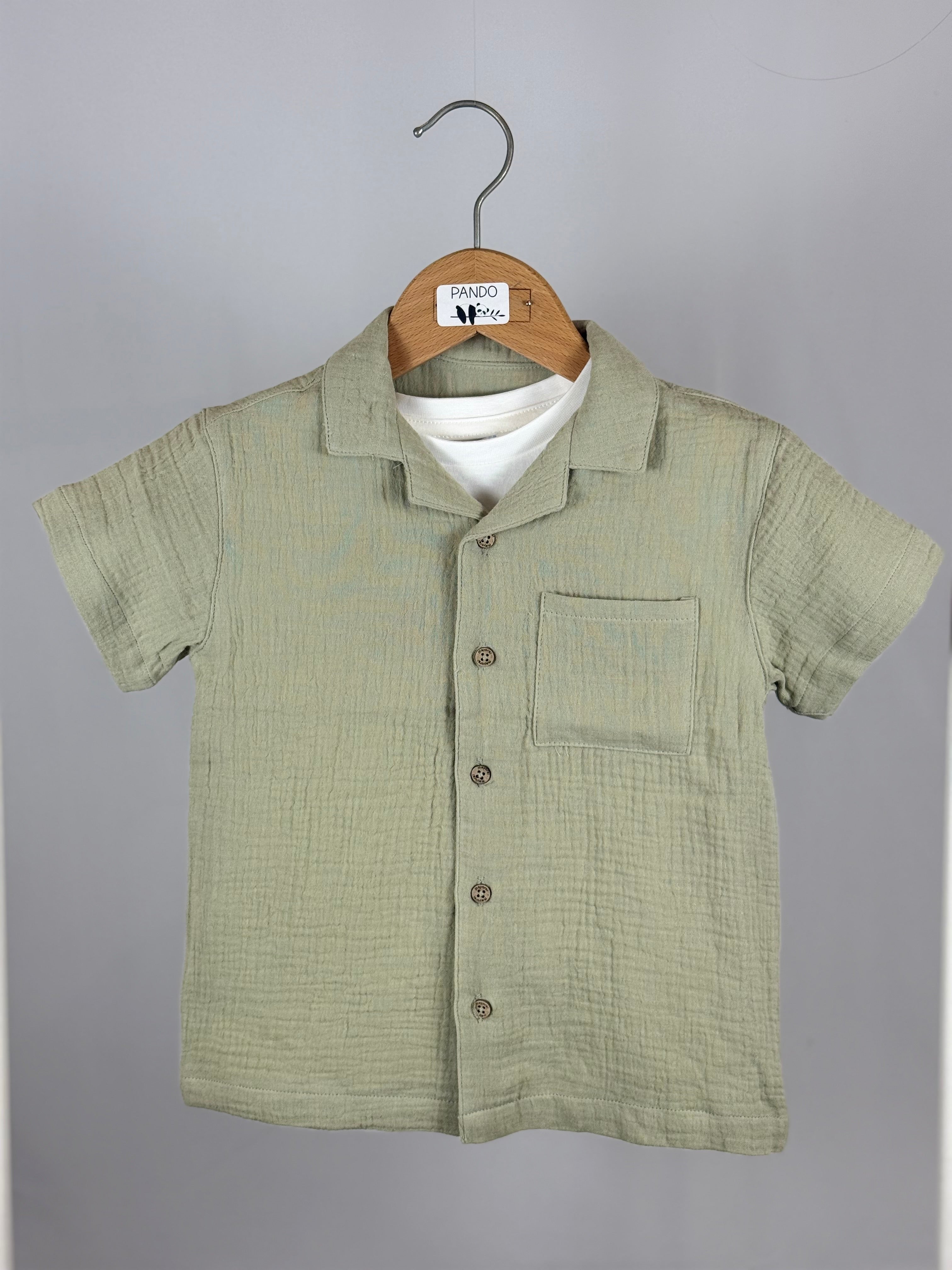 Camicia in Mussola Verde Salvia Bambino – Mayoral