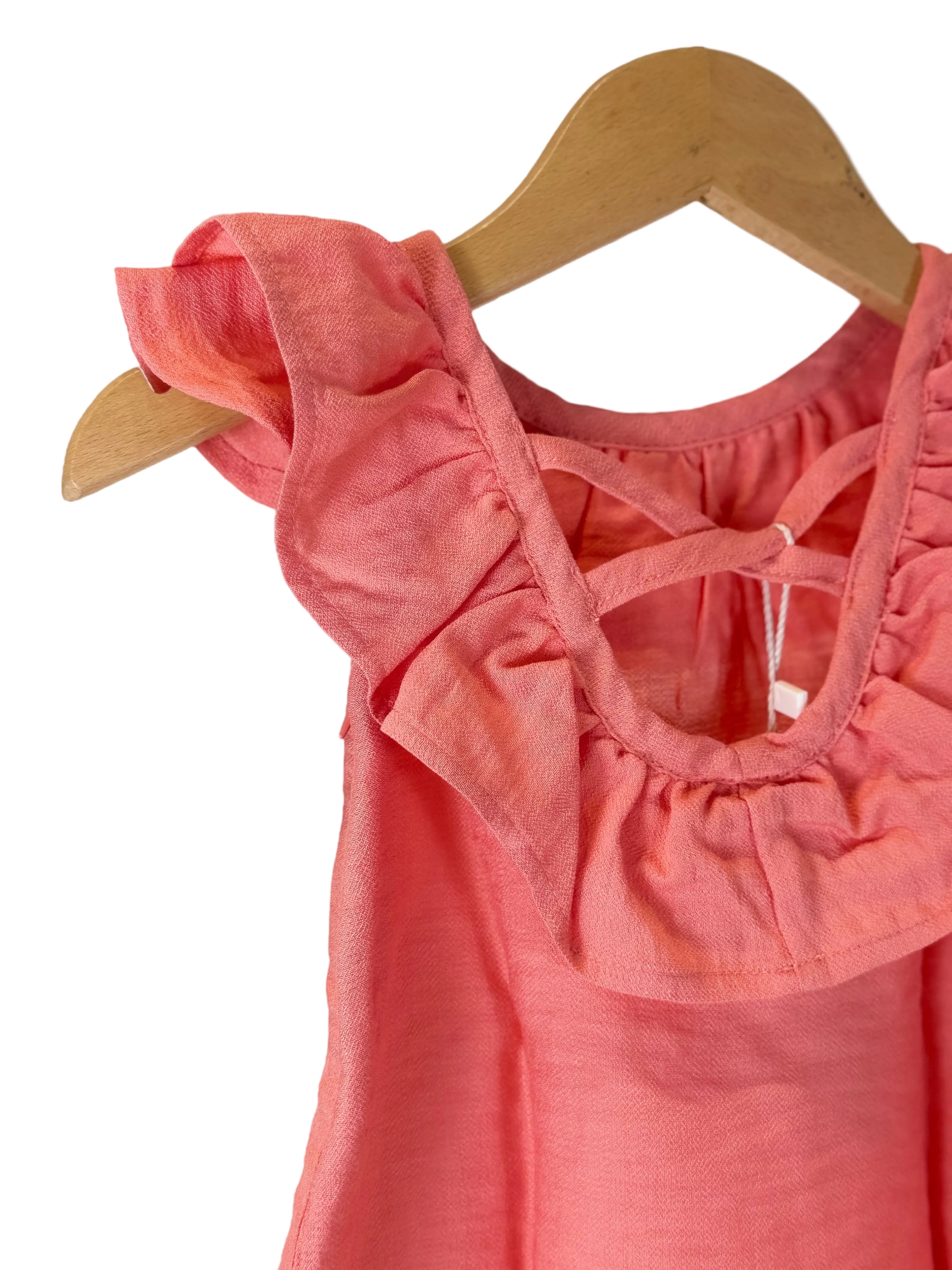 Vestito bambina corallo con volant Boboli