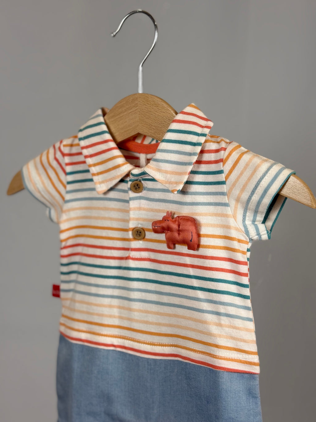 Pagliaccetto Baby Polo Safari Righe & Denim