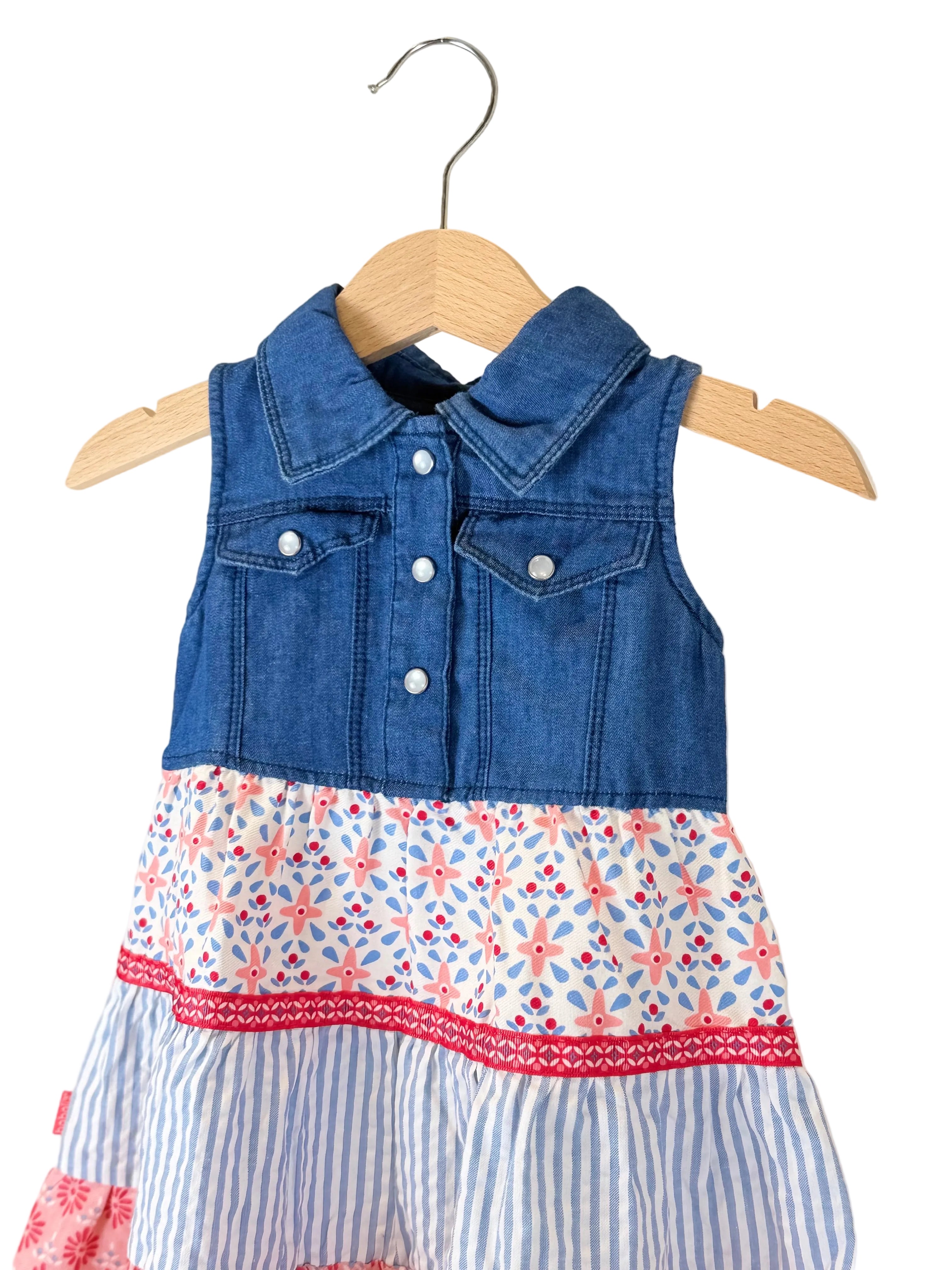 Vestito bambina denim e fantasia floreale Boboli