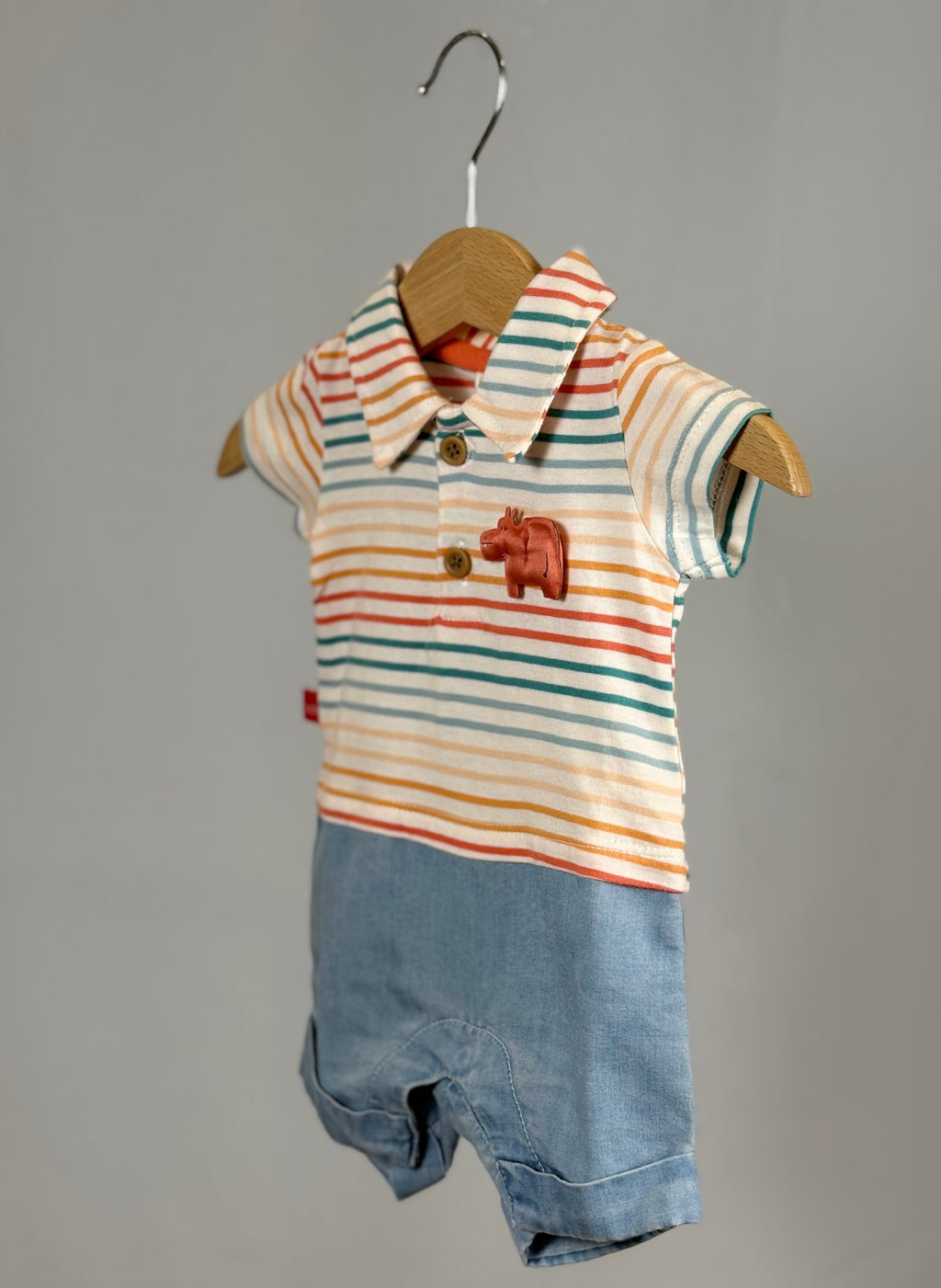 Pagliaccetto Baby Polo Safari Righe & Denim