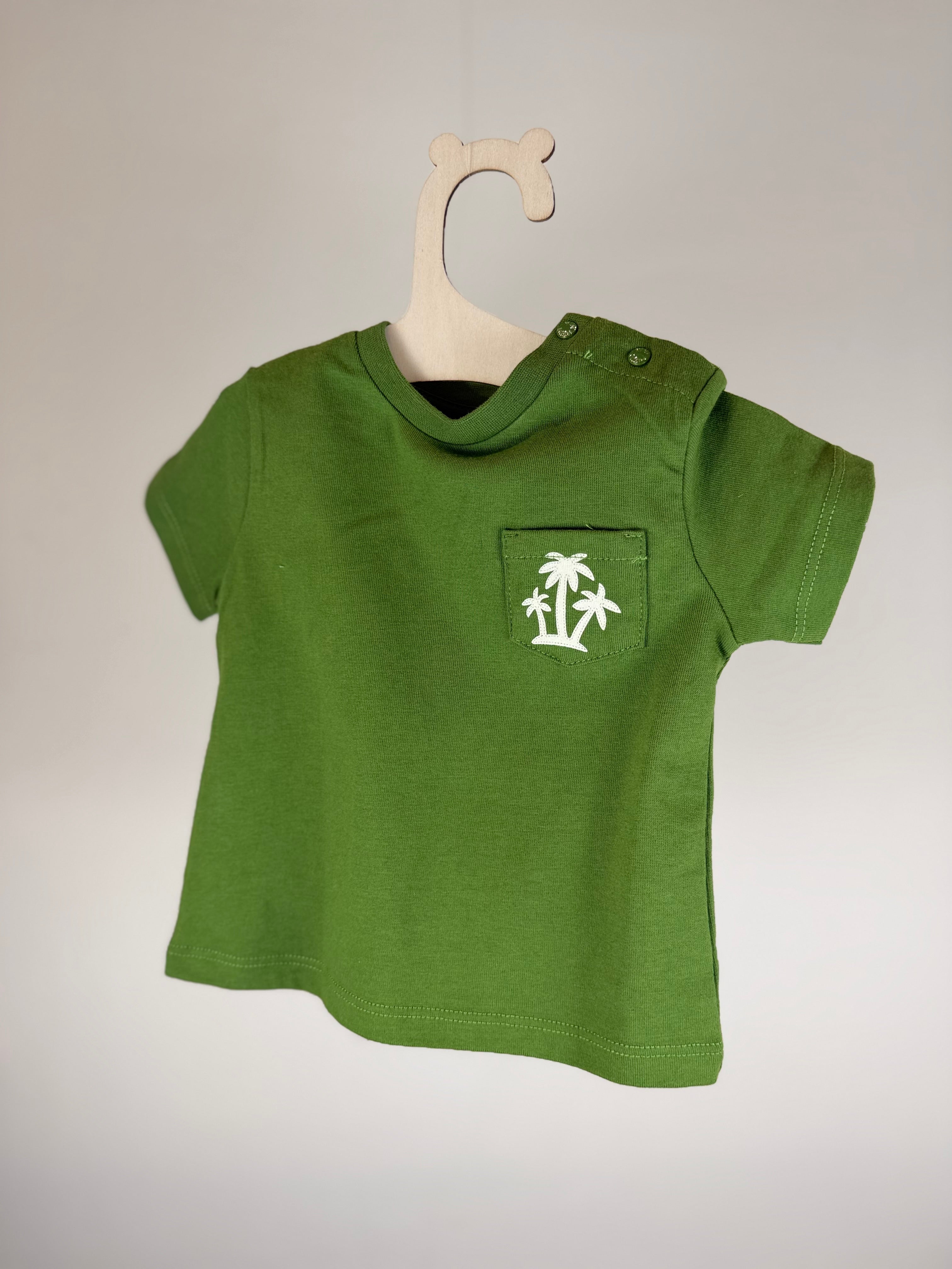 🌿 T-shirt neonato con taschina palmine