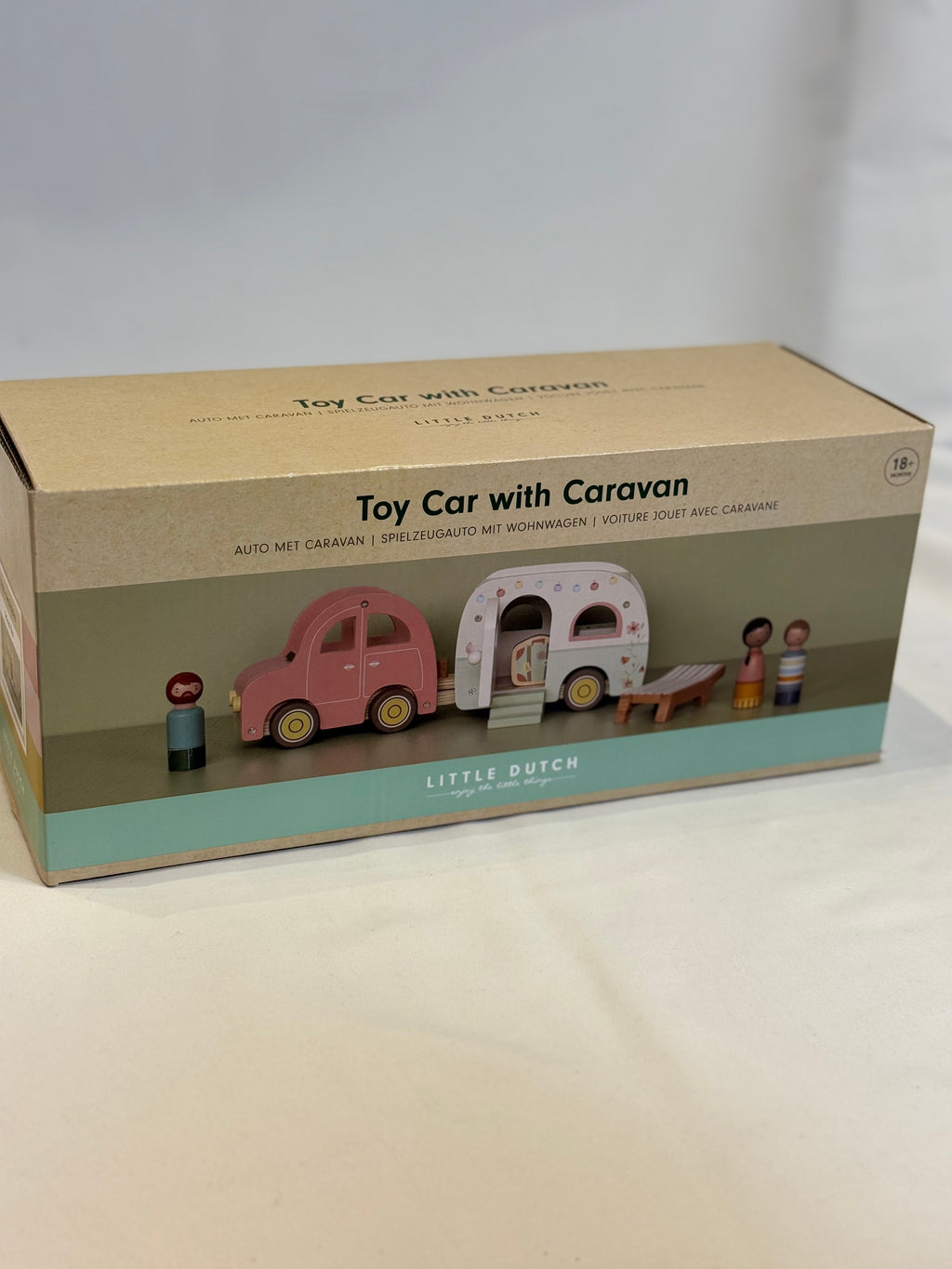 🚗🌸 Auto con Caravan in Legno – Little Dutch (18+ mesi)