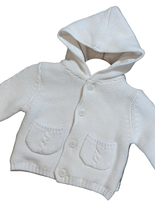 Cardigan neonato con cappuccio in maglia