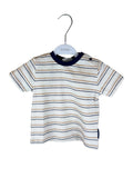 🤍 T-shirt neonato a righe con collo a contrasto