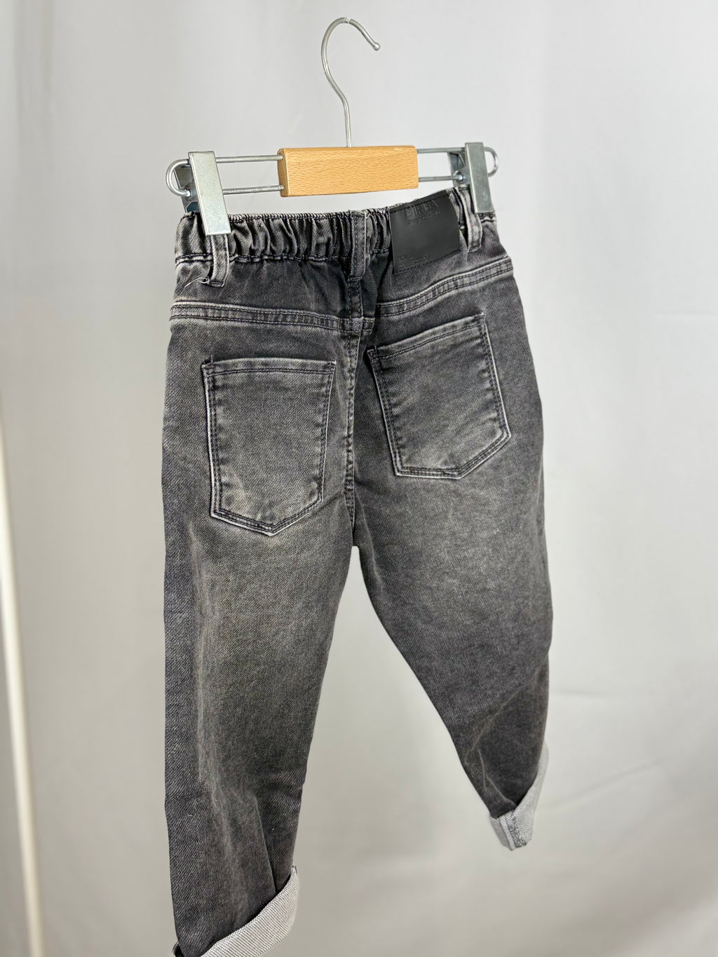 👖 Jeans Bambino Grigio Low Fit con Risvolto