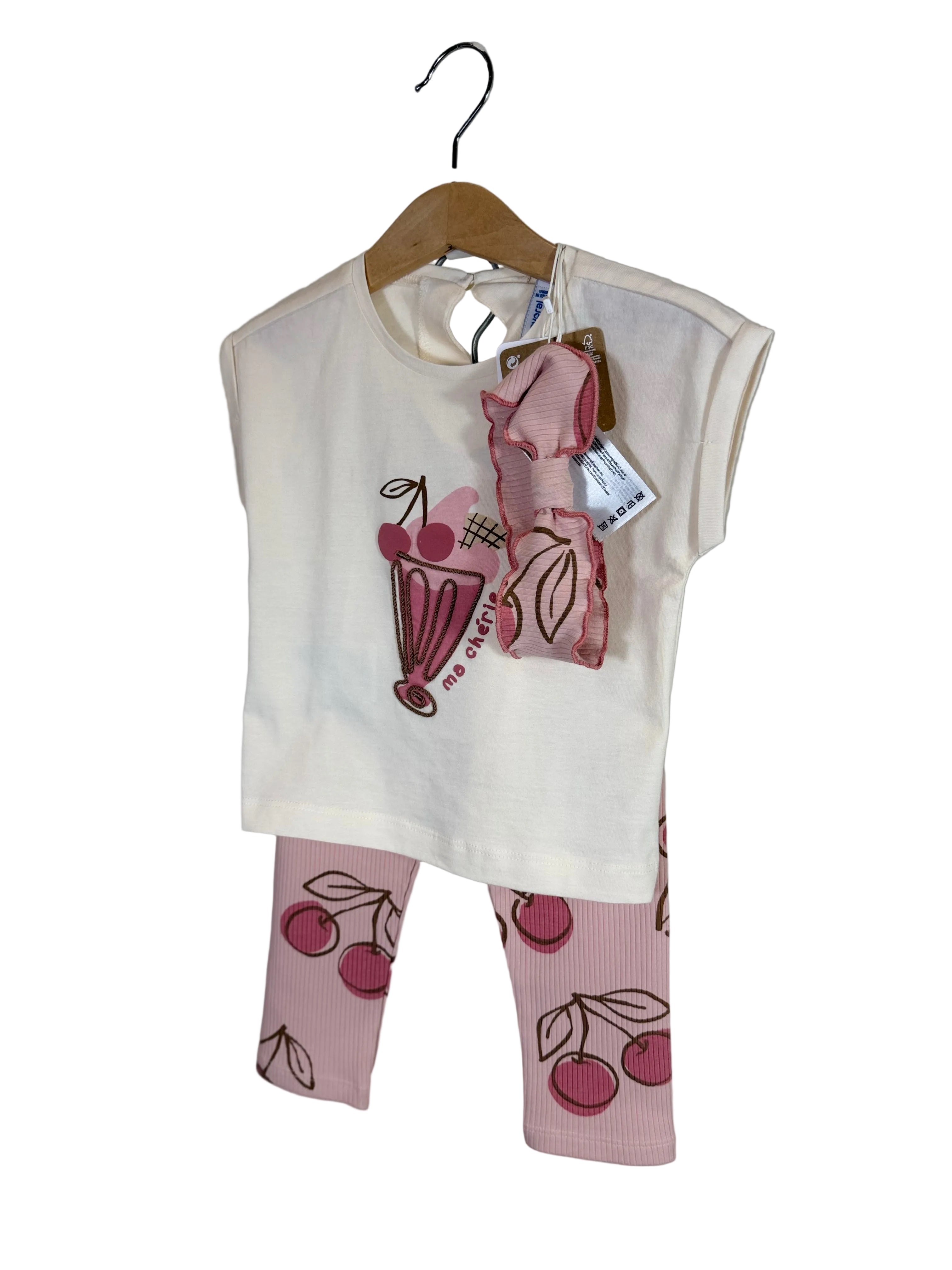 🍒 Completo bambina “Ma Chérie” con leggings e fascia