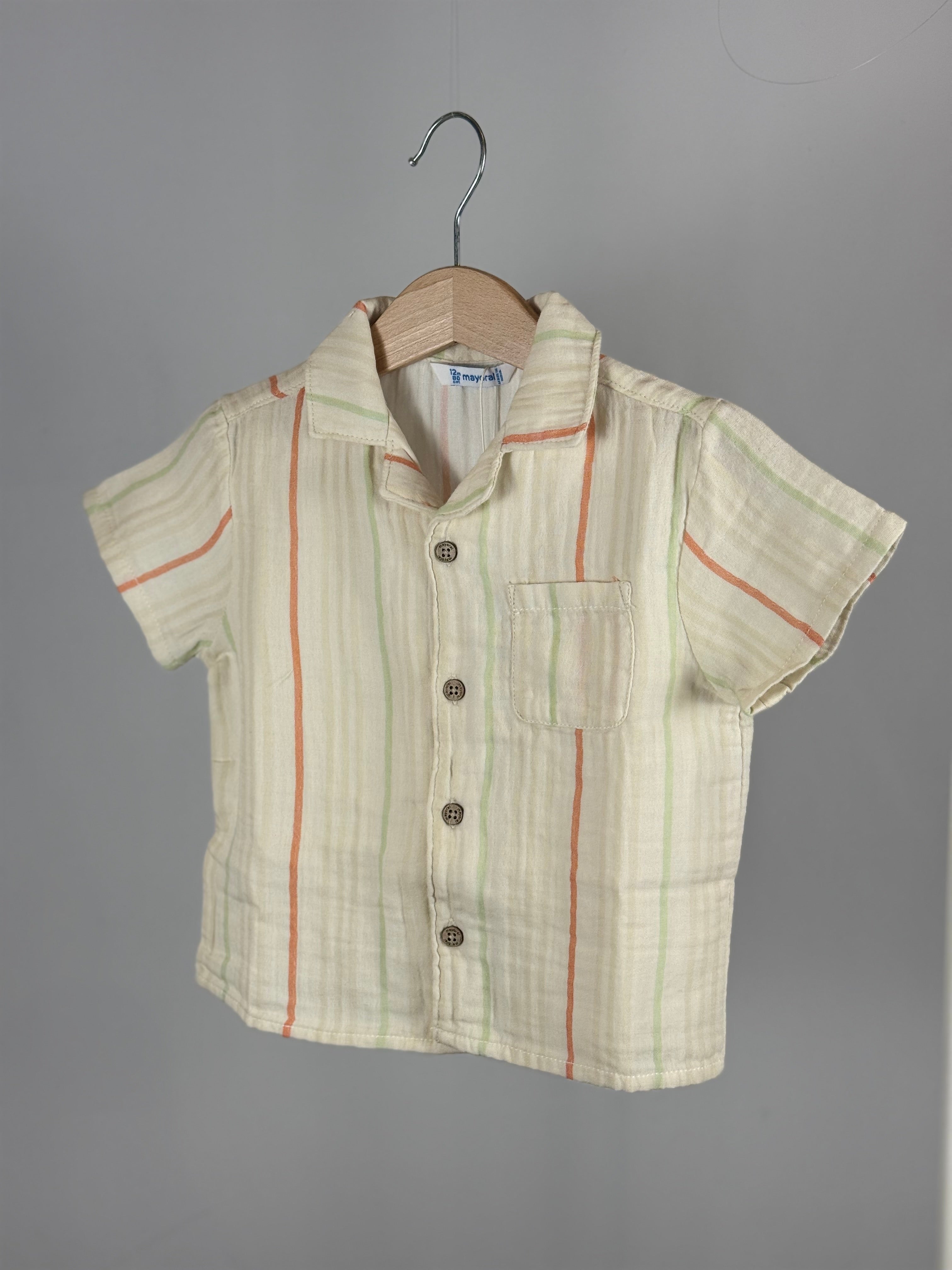 🌿 Camicia Baby in Mussola Riga Pastello Mayoral