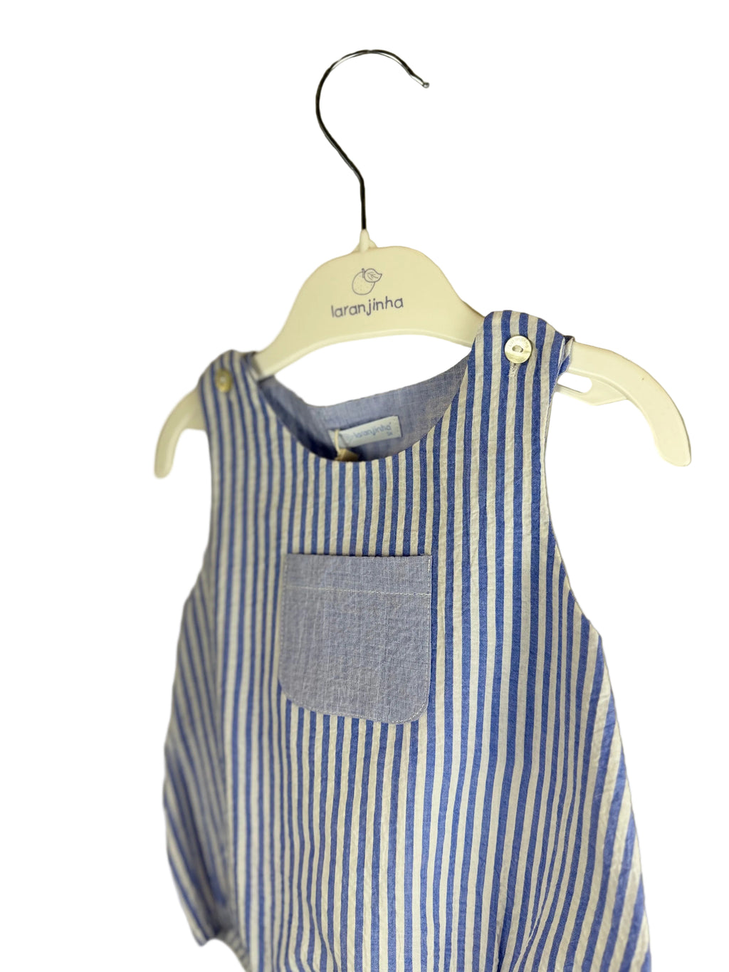 💙 Pagliaccetto neonato rigato con taschina