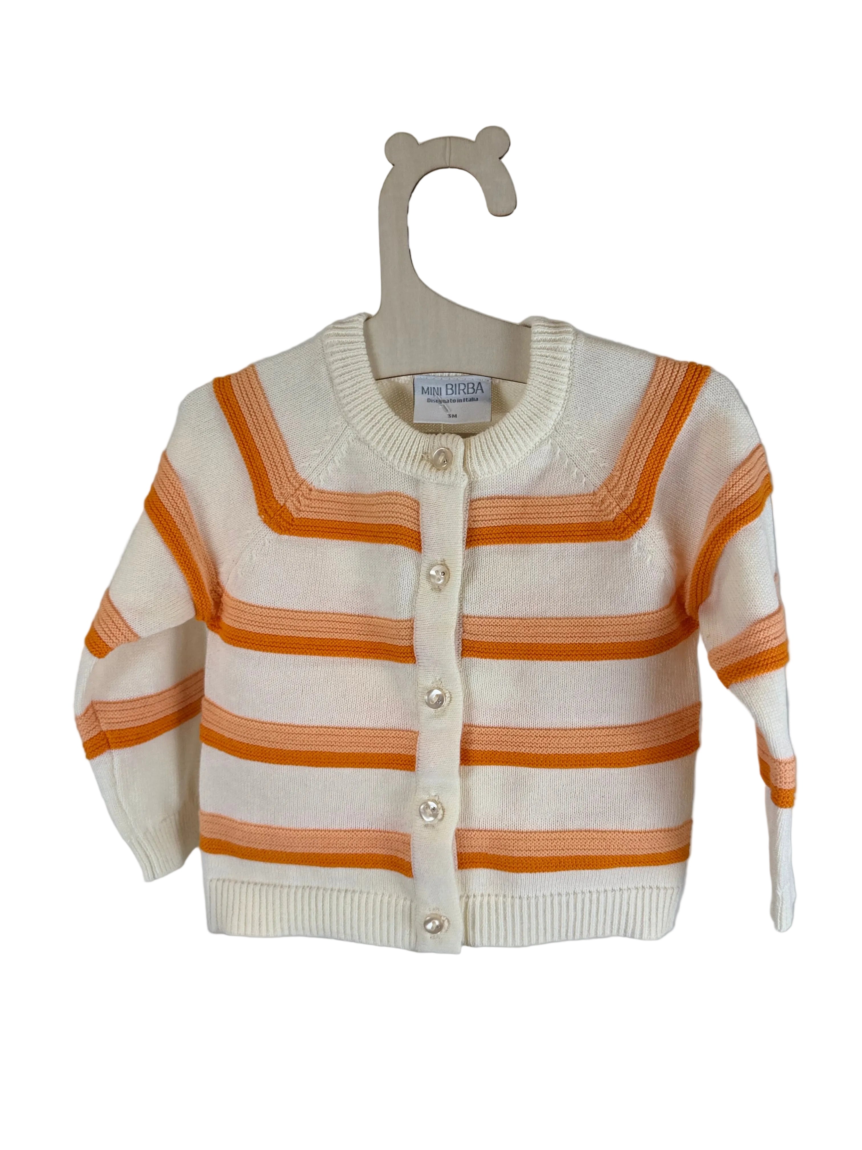 🍑 Cardigan neonata a righe colorate