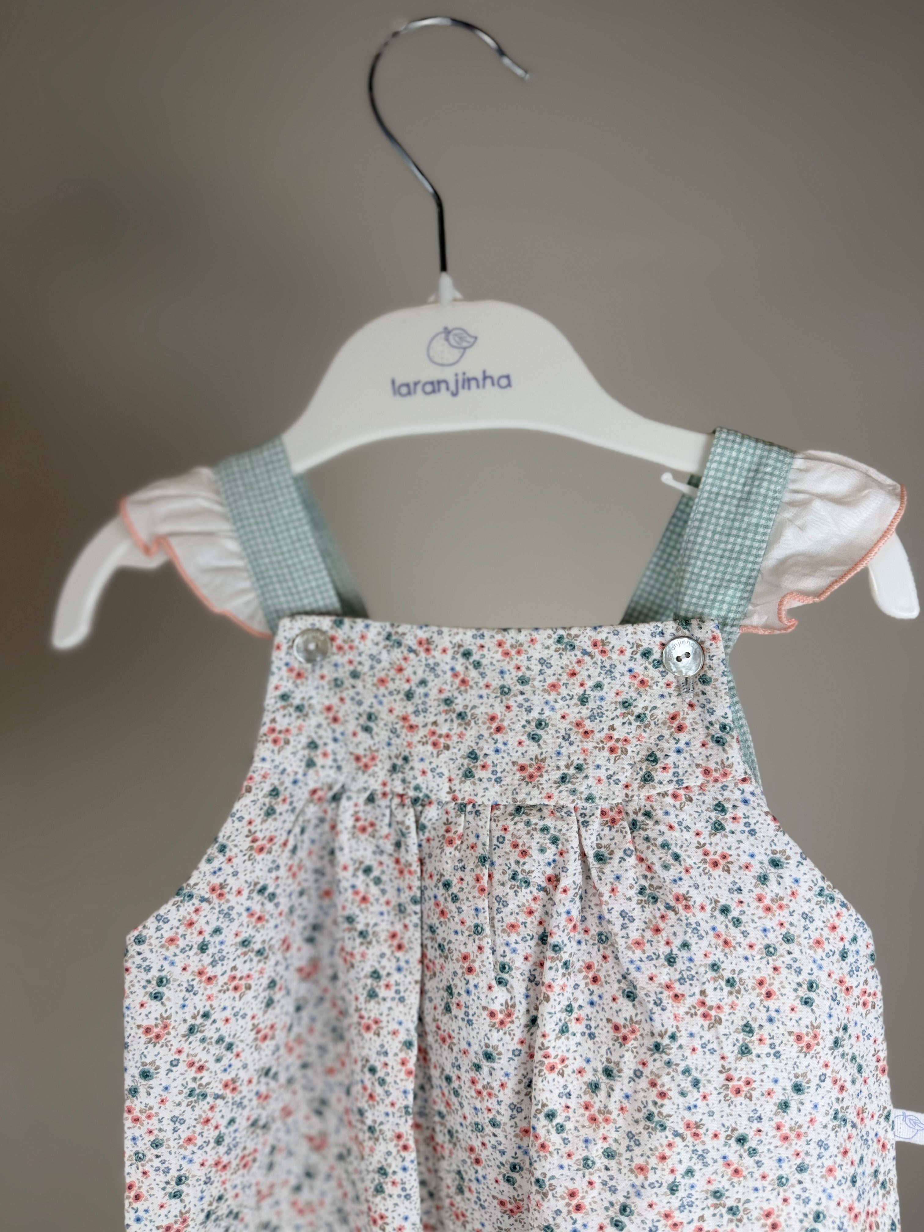 🌸 Salopette floreale neonata con spalline