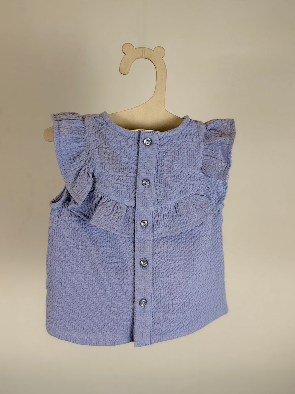 💙 Blusa neonata con volant azzurra