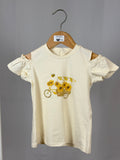 T-Shirt Bambina con Stampa Ape e Fiori – Maniche Arricciate