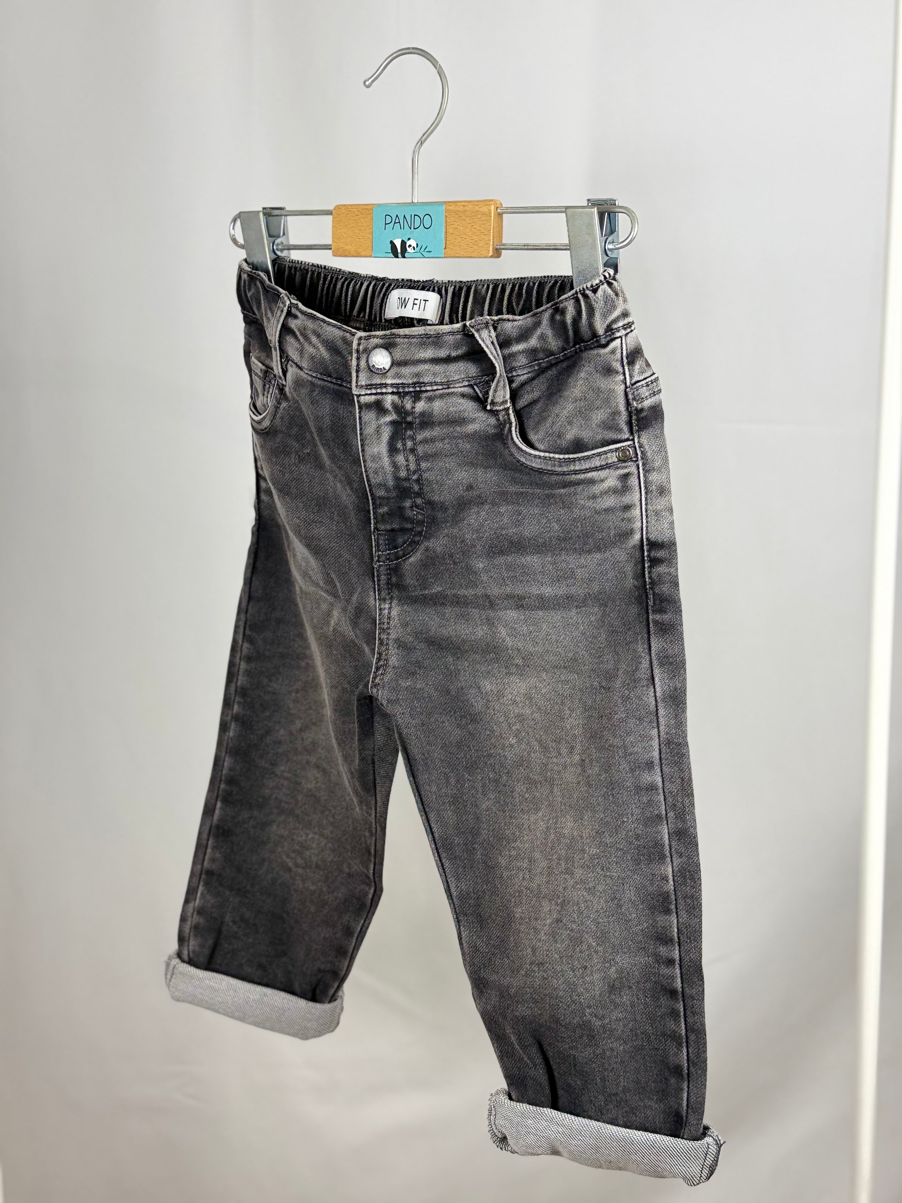 👖 Jeans Bambino Grigio Low Fit con Risvolto