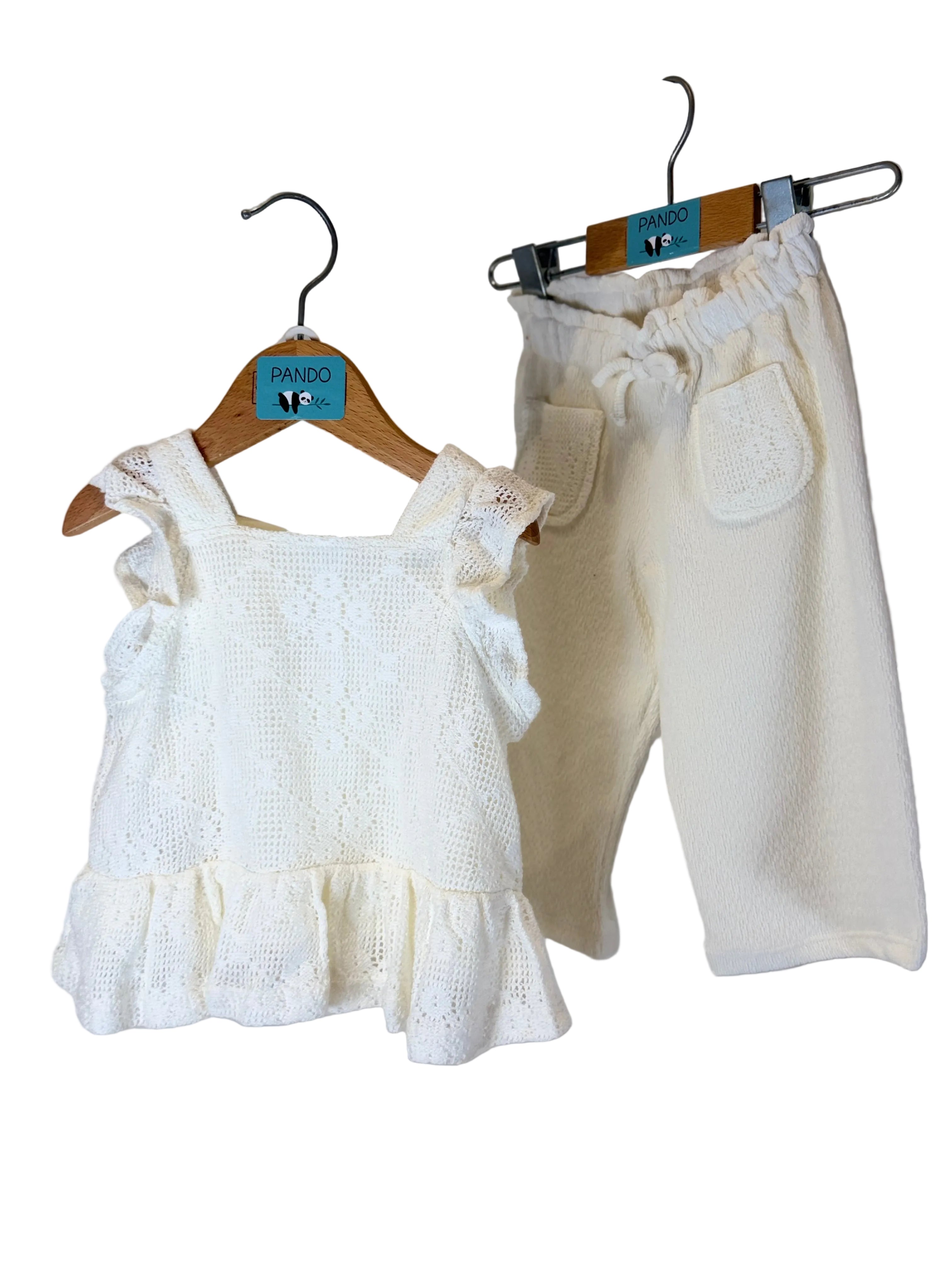 Completo Bimba in Maglia Panna “Pure Elegance”