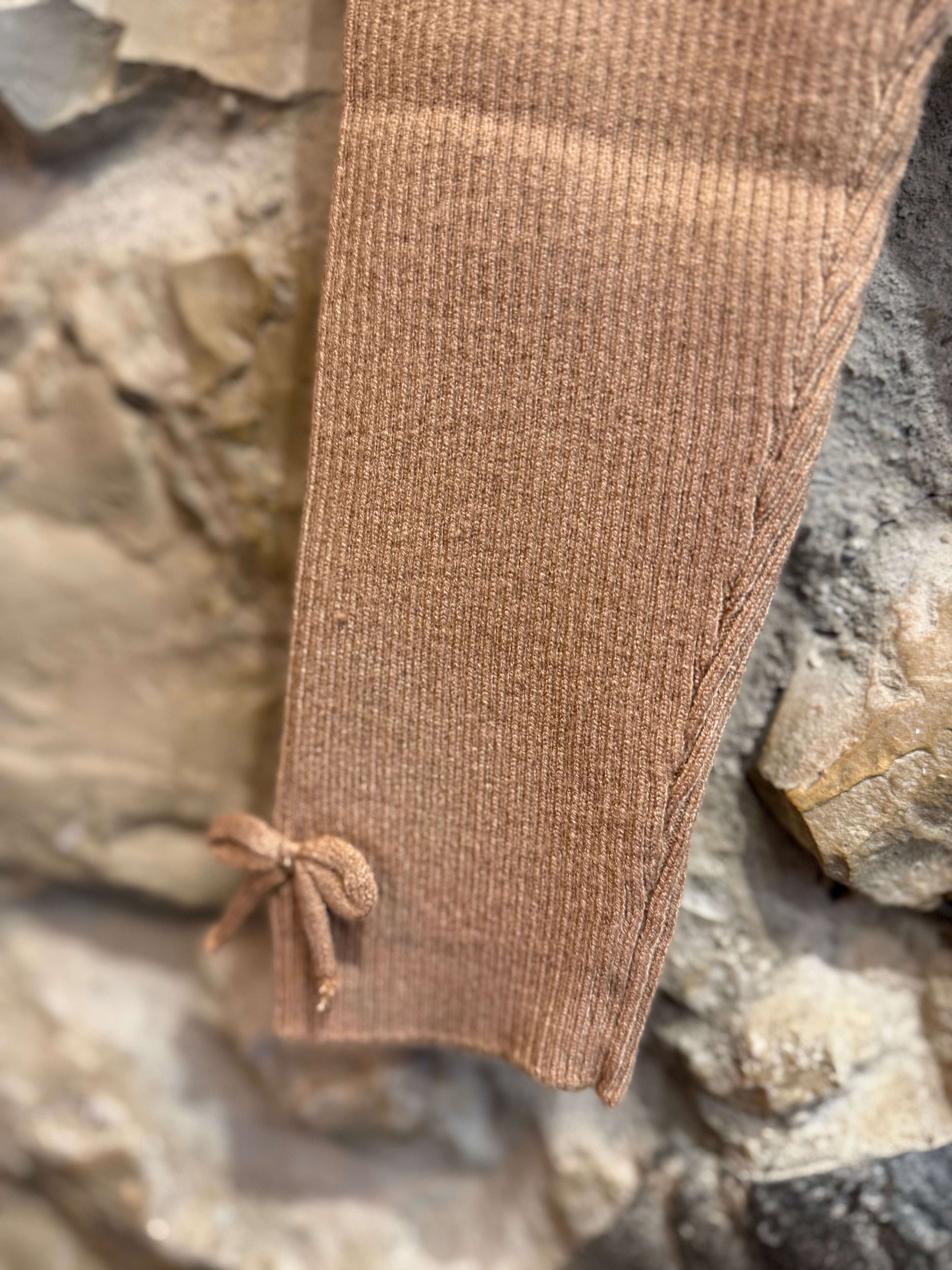 Leggins in maglia con fiocco