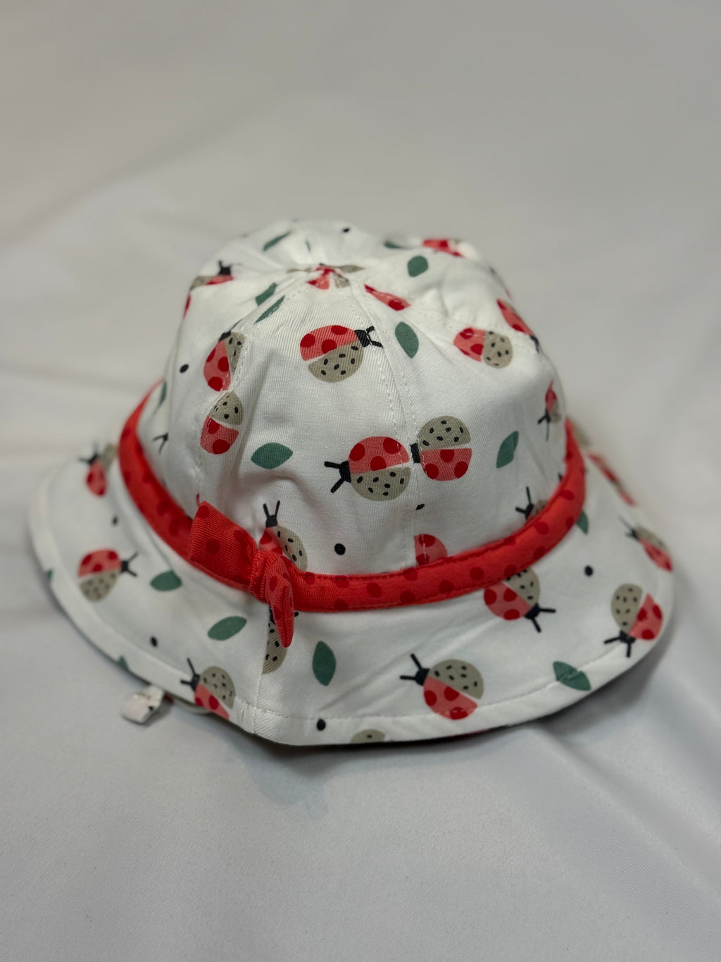 🐞👒 Cappello Bambina Fantasia Coccinelle con Nastro Rosso